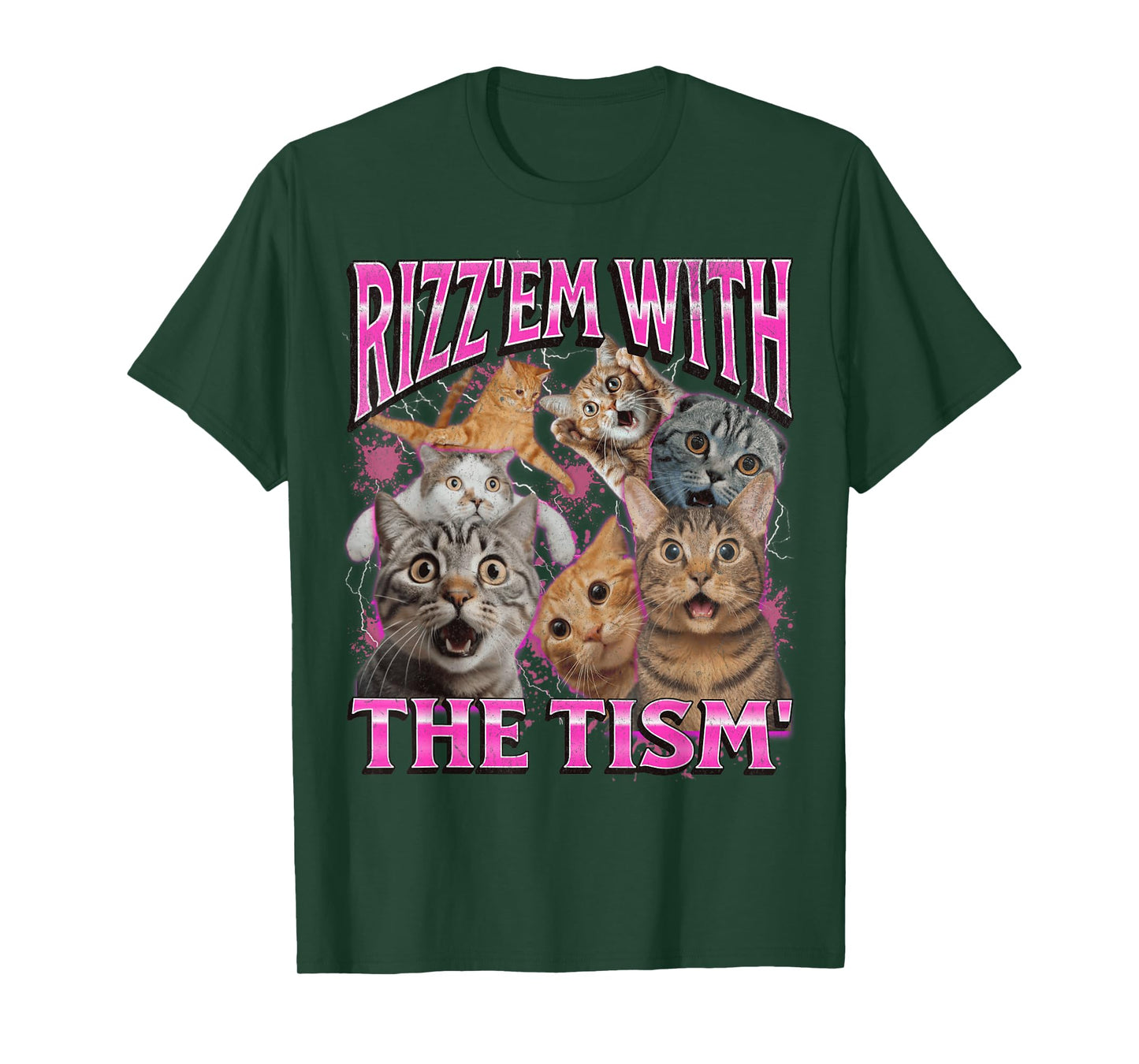 Rizz Em' With The Tism' Funny Cat Meme Bootleg Graphic 90s Men Women T-Shirt