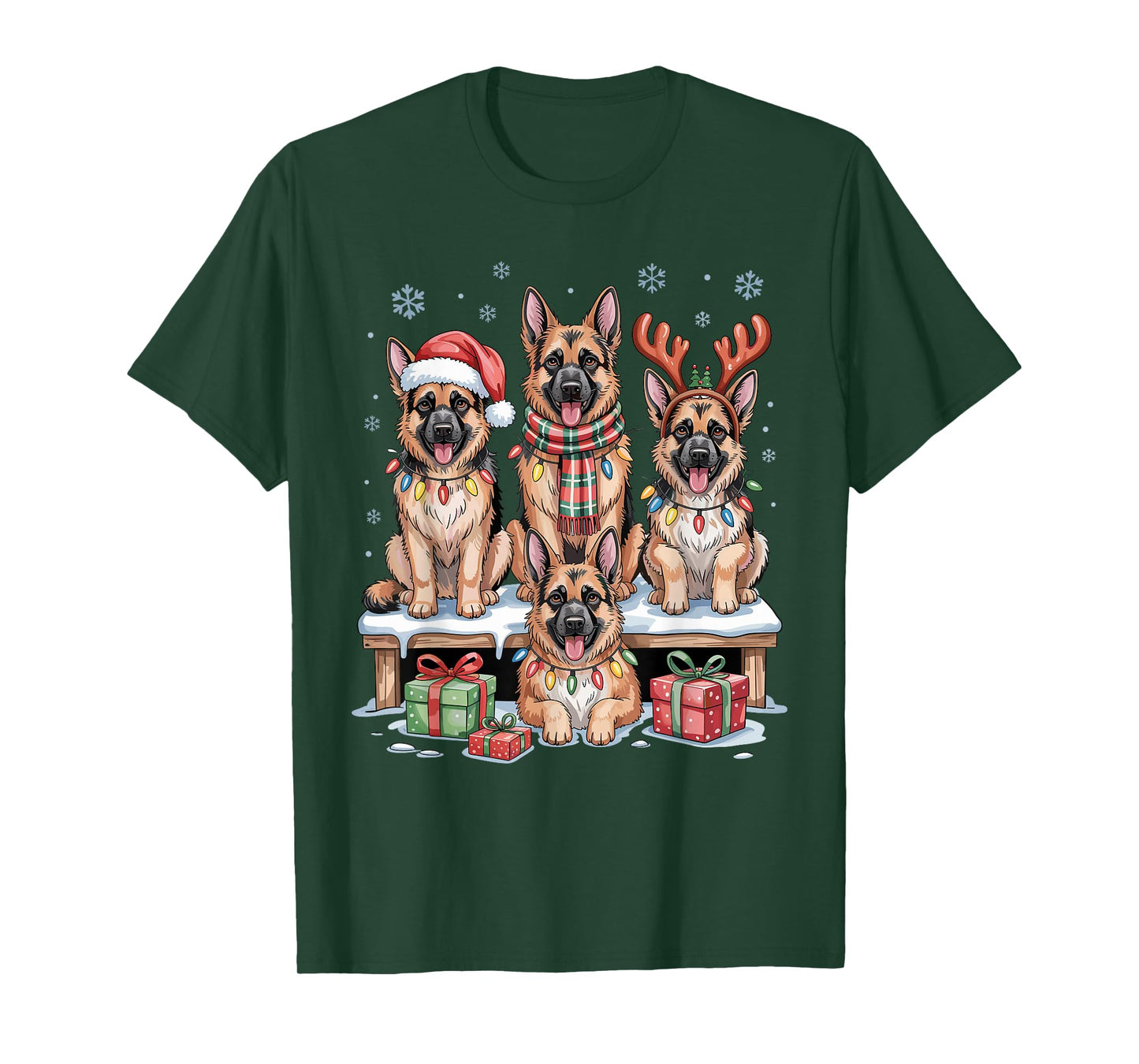 Cute German Shepherd Christmas Puppies Dog Lovers Holiday T-Shirt