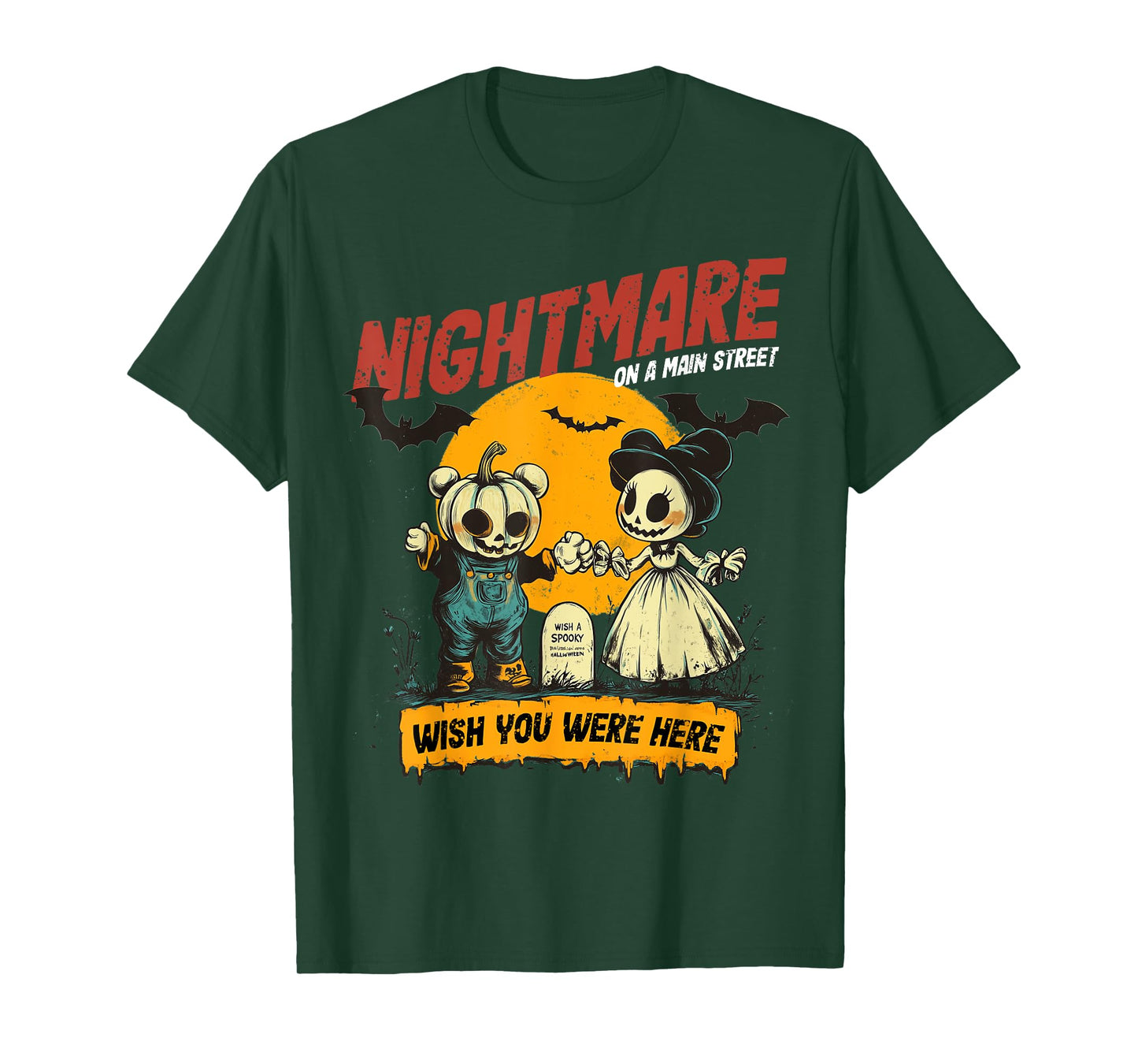 Vintage Mainstreet Halloween Pumpkin On Head Nightmare T-Shirt
