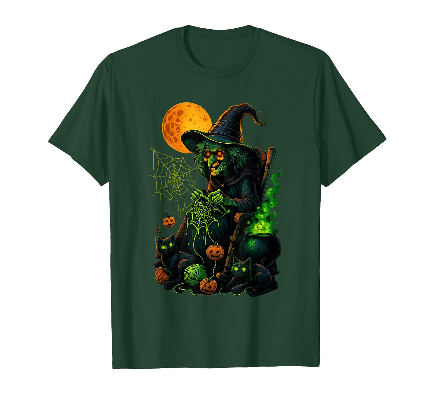 Halloween Knitting Witch Funny Spooky Grandma Mom Art Women T-Shirt