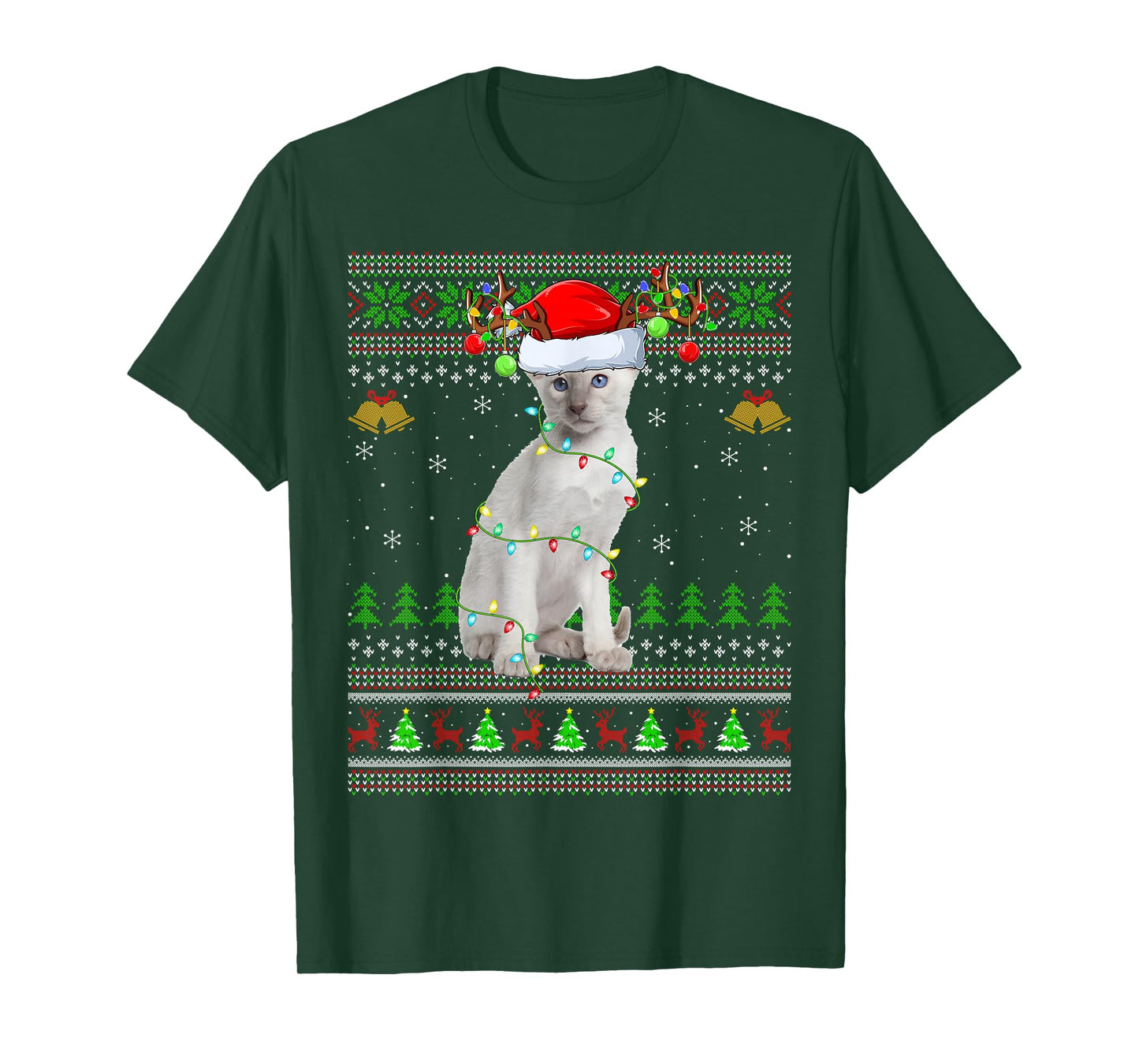 Siamese Cat Ugly Christmas Sweaters Holiday Santa Xmas T-Shirt
