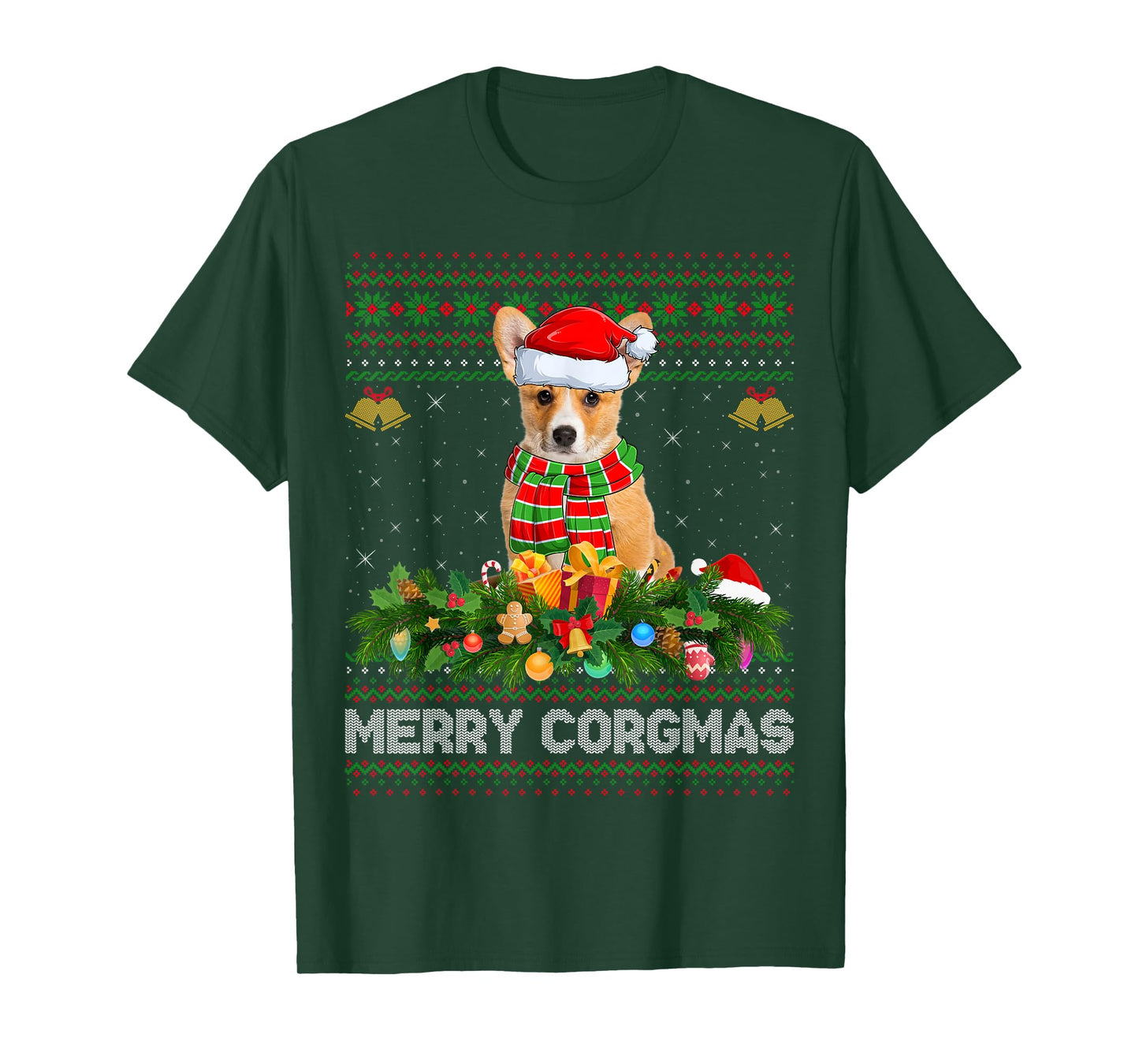 Merry Corgmas Corgi Dog Ugly Christmas Sweaters Dog Xmas T-Shirt