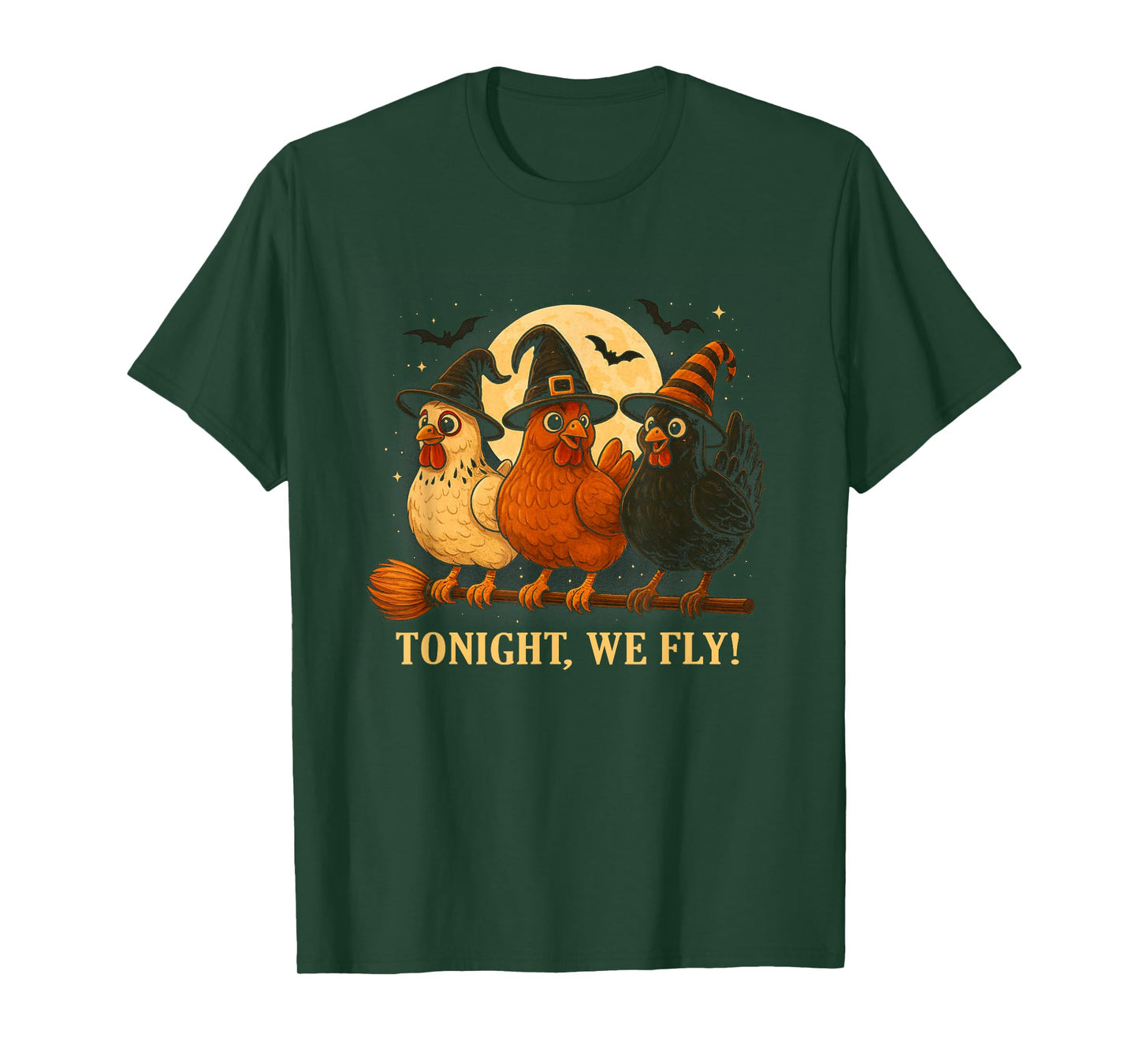 Funny Witch Chicken Tonight We Fly Halloween T-Shirt