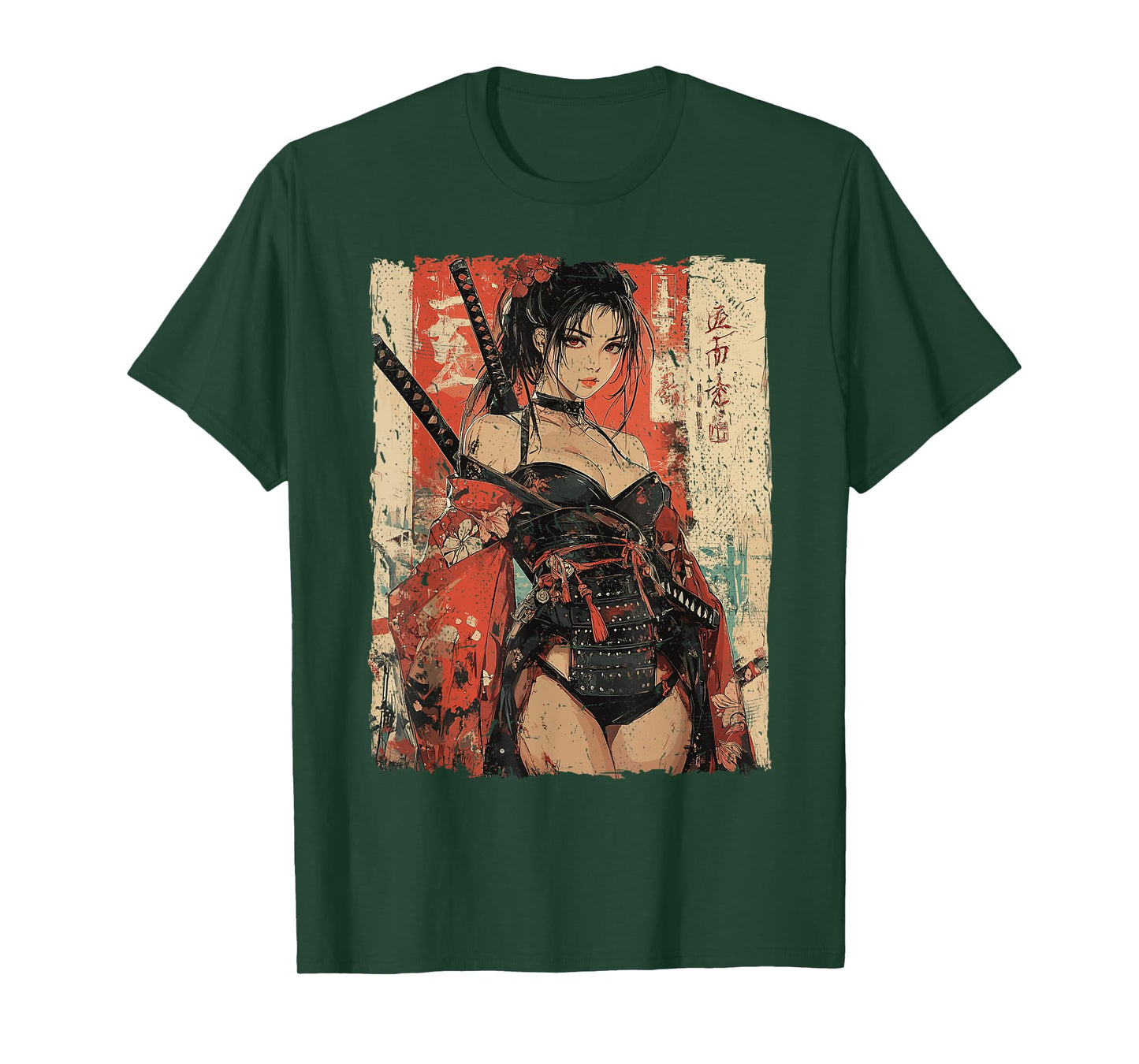 Samurai Warrior Waifu Girl Japanese Ukiyo-e Manga Samurai T-Shirt