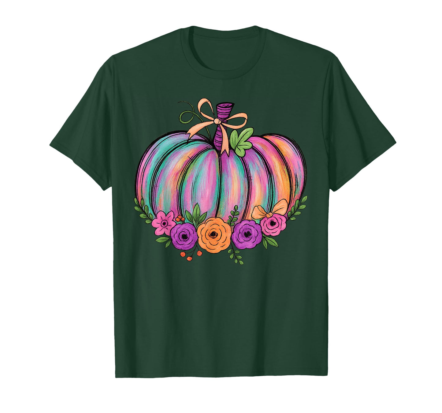 Thanksgiving Vintage Boho Floral Fall Vibes Funny Pumpkin T-Shirt