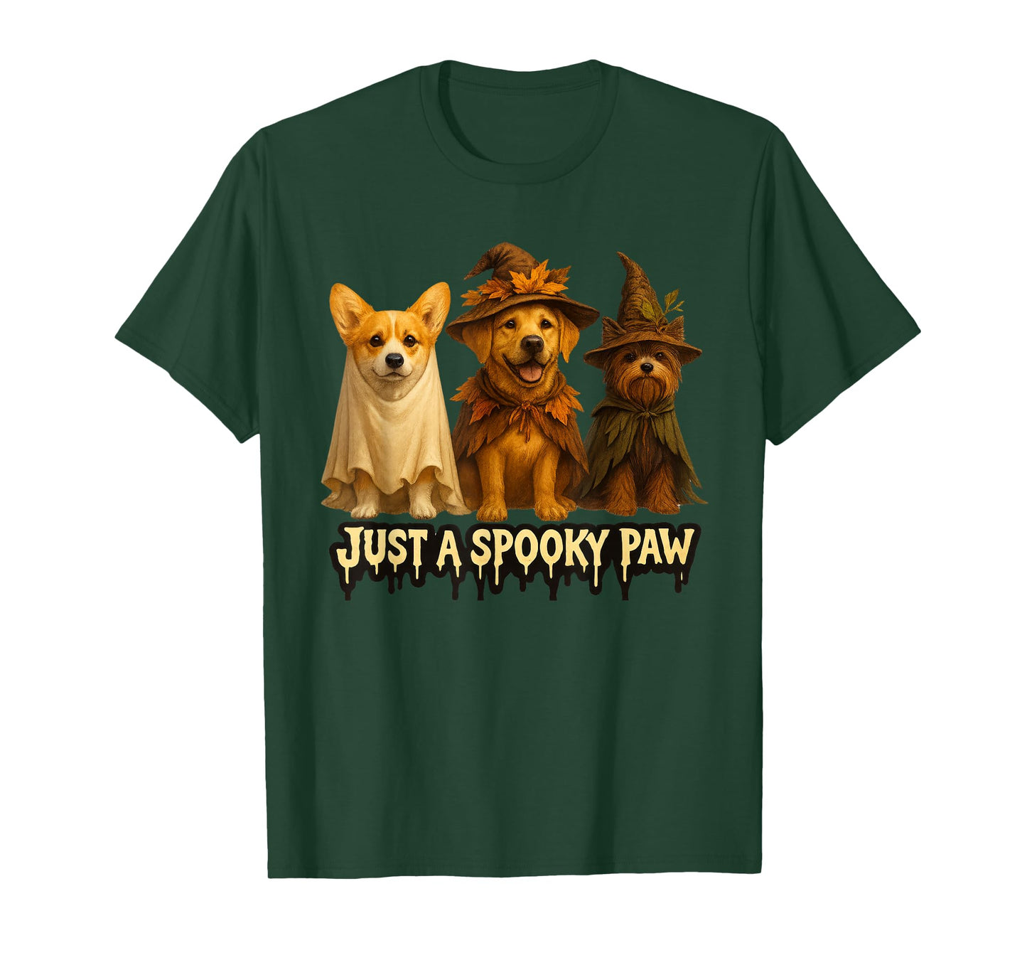 Just a Spooky Paw Funny Halloween Dog Lovers Men Women Kids T-Shirt