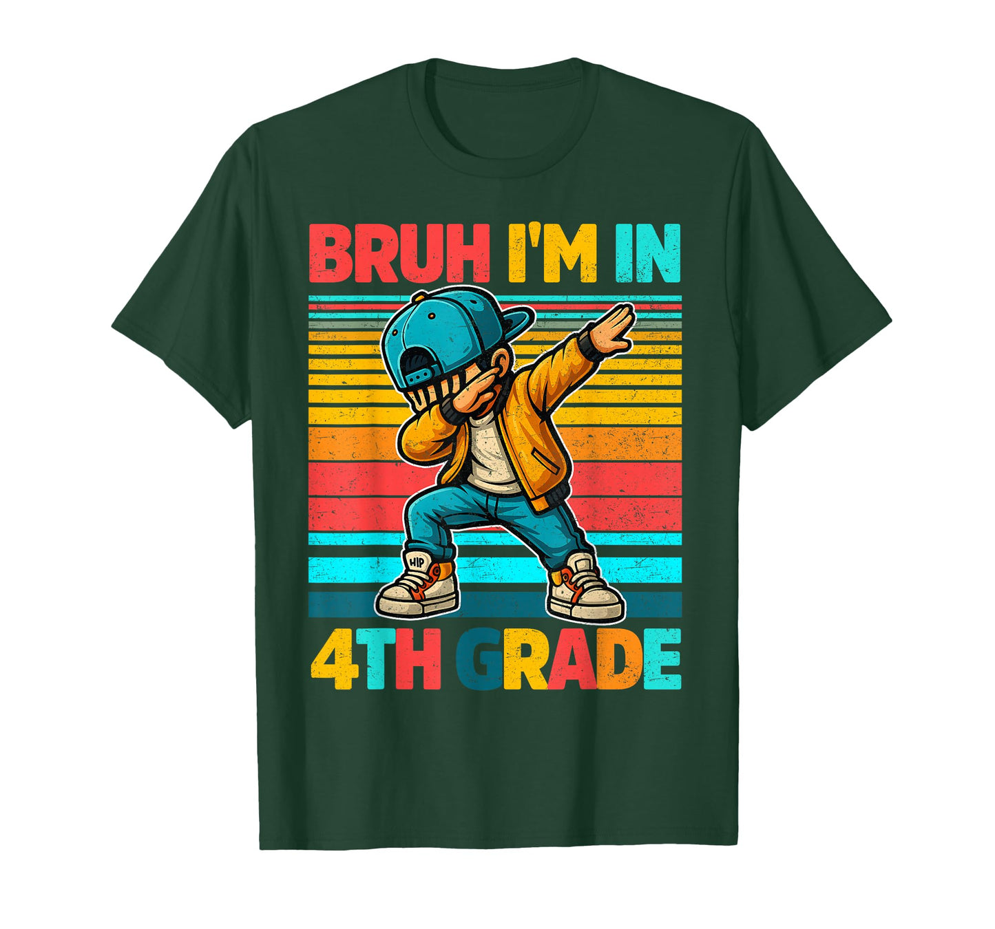 Vintage Bruh Im In 4th Grade First Day School Dabbing Boys T-Shirt