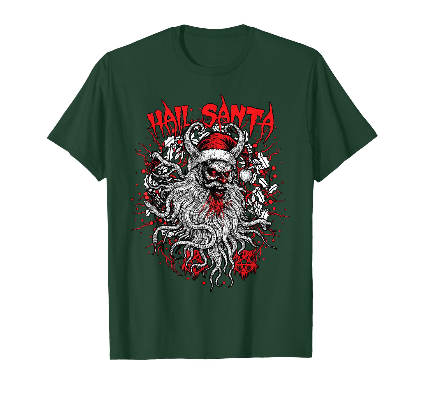 Hail Santa Krampus Pagan Solstice Gothic Wiccan Christmas T-Shirt
