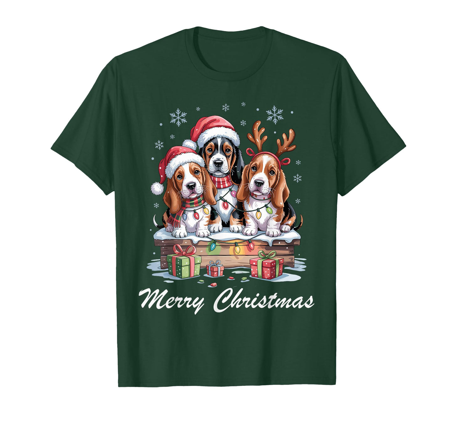 Basset Hound Merry Christmas Basshole Dog Lovers Holiday T-Shirt
