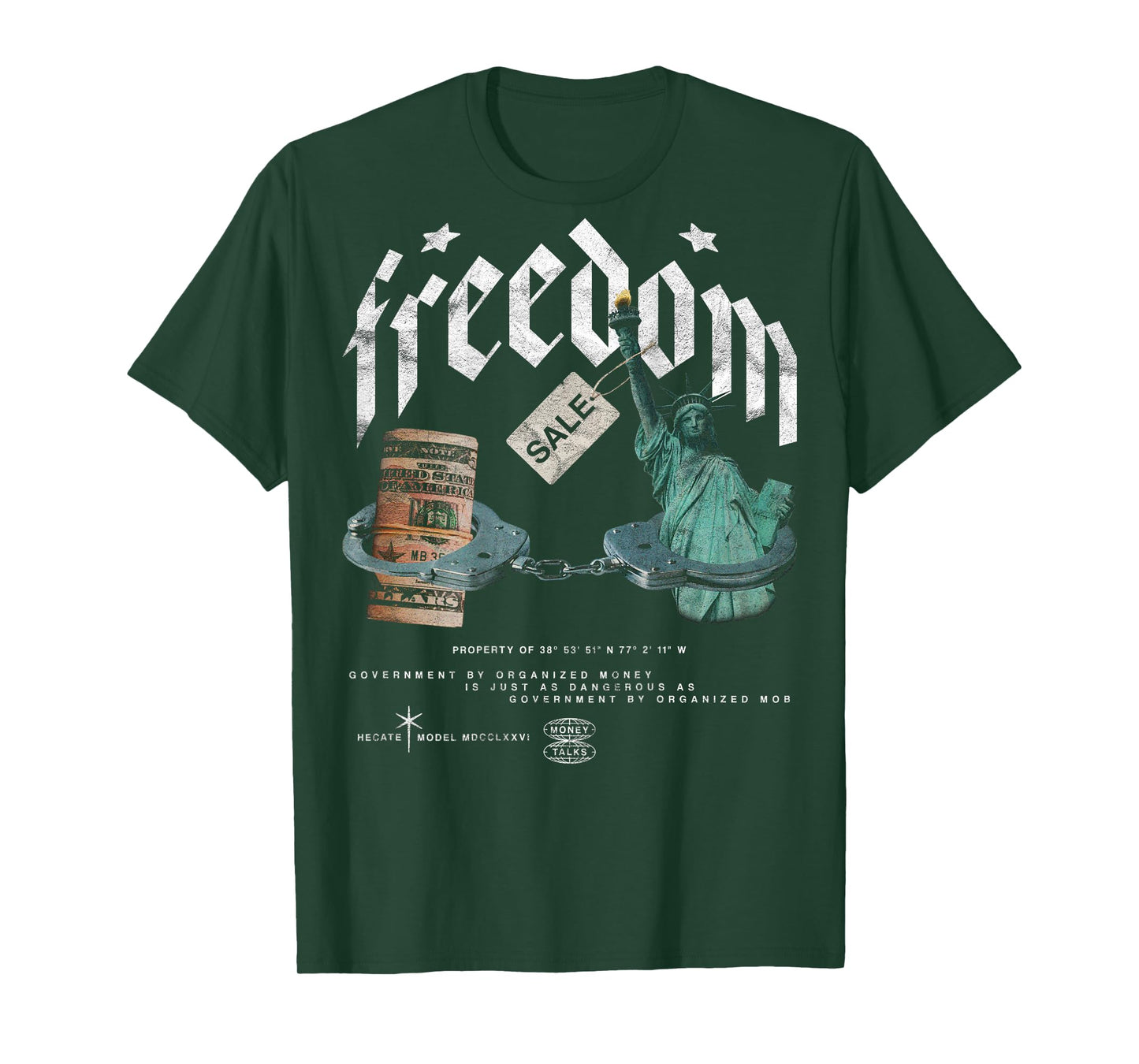 Freedom Vintage Streetwear Urban Hip Hop Rock Y2K Back Print T-Shirt