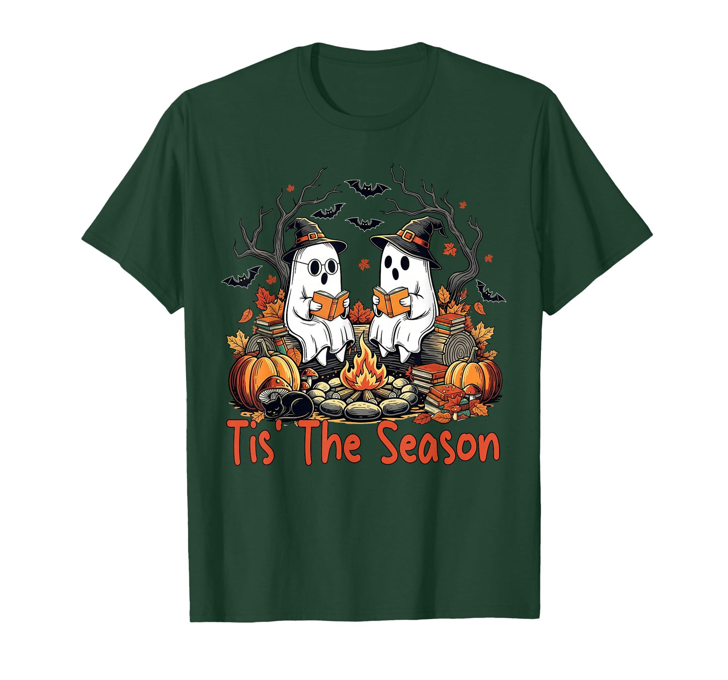 Tis' The Season Ghost Reading Books Halloween Teacher Kids T-Shirt