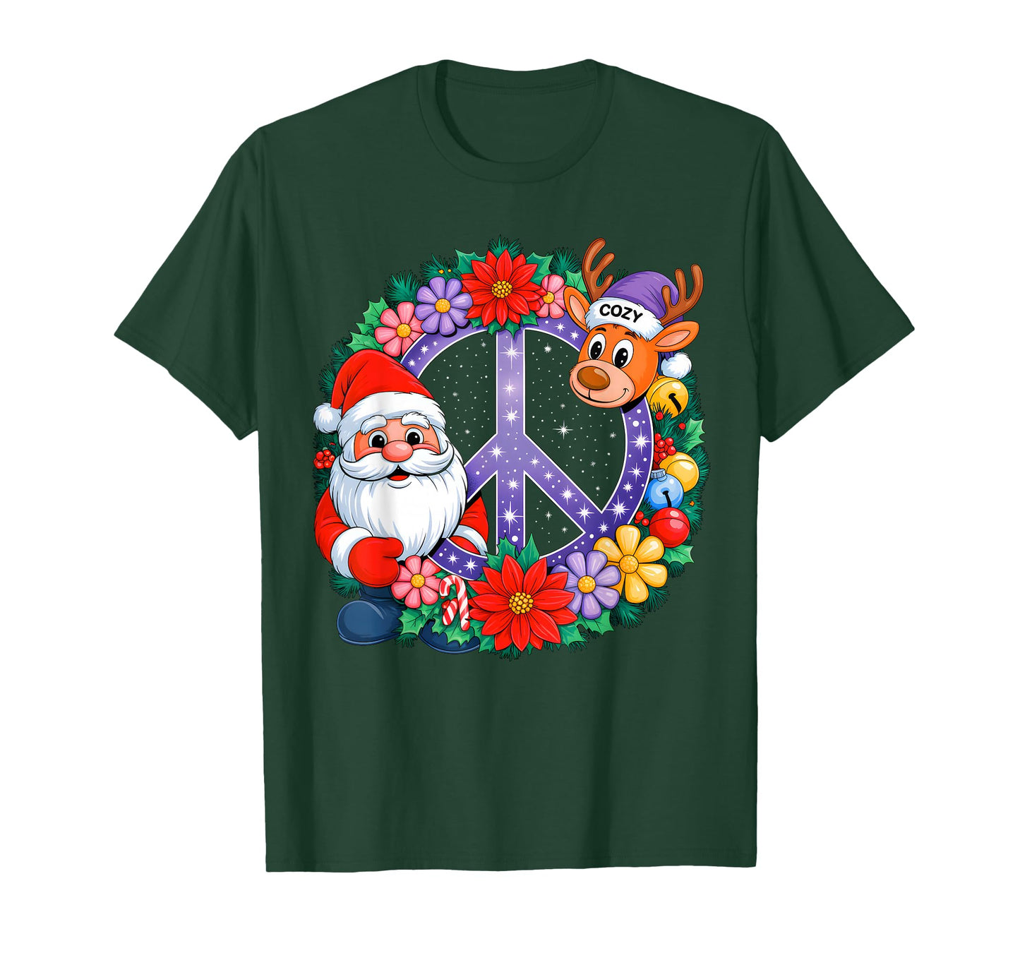 Funny Groovy Christmas Santa Claus Reindeer Xmas Vibes T-Shirt
