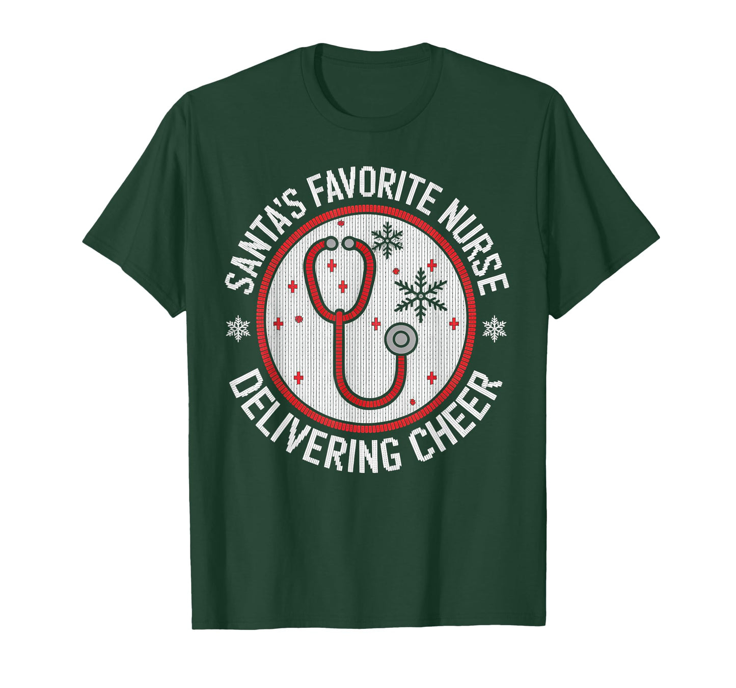 Santa’s Favorite Nurse Ugly Sweater Christmas T-Shirt