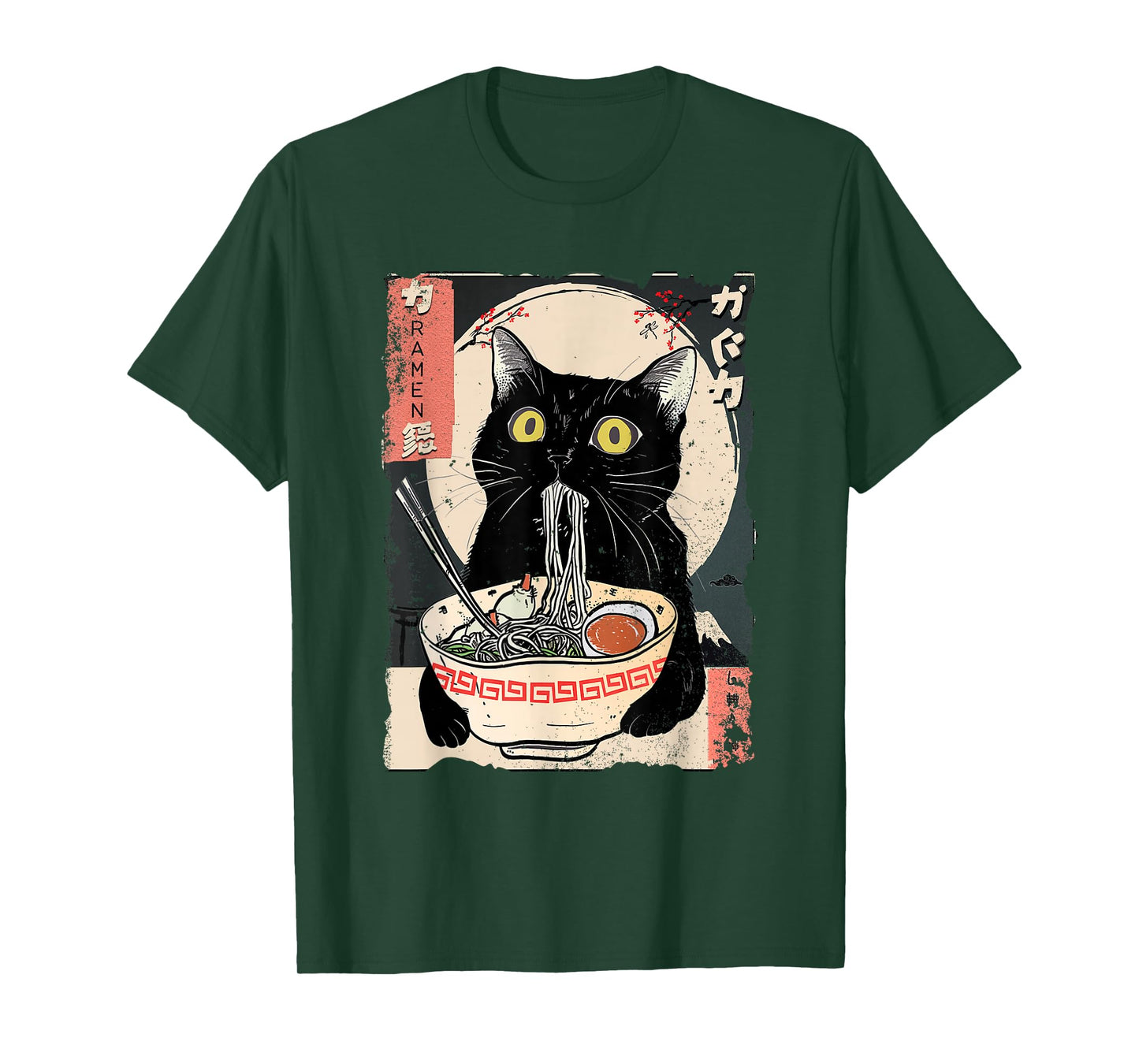 Kawaii Cat Eating Ramen Noodles Funny Anime Gift Girls Teens T-Shirt