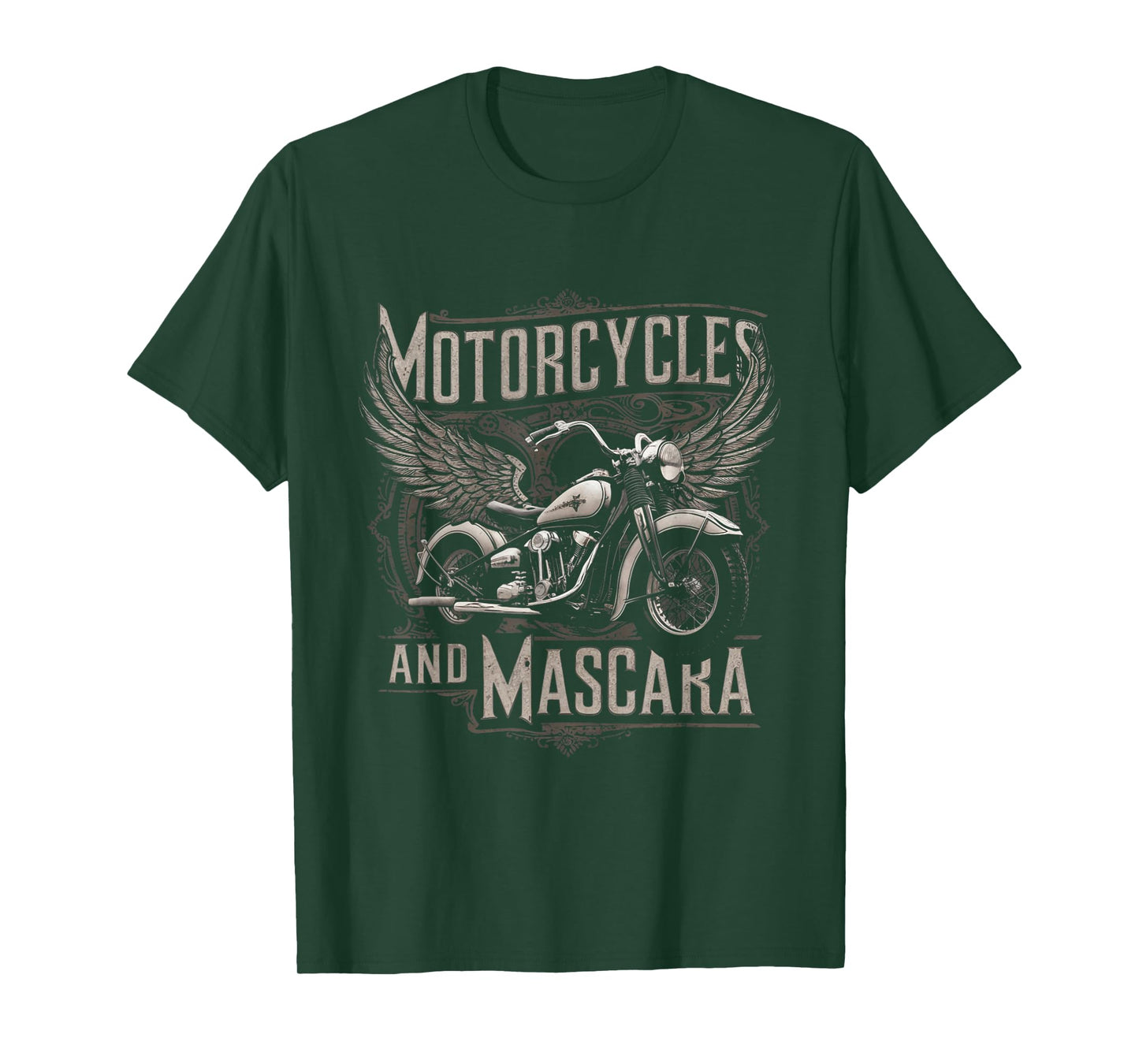 Vintage Motorcycles And Mascara Womens Cute Motor Lover T-Shirt
