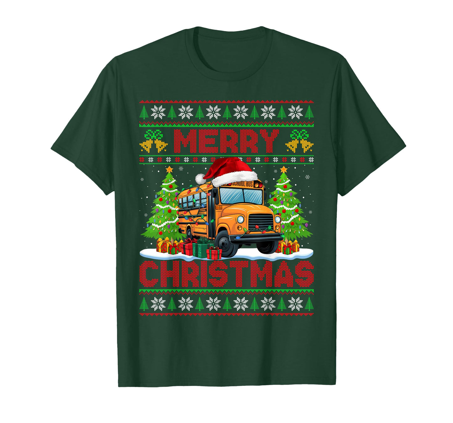 School Bus Ugly Christmas Sweaters Bus Driver Adult and Kids T-Shirt