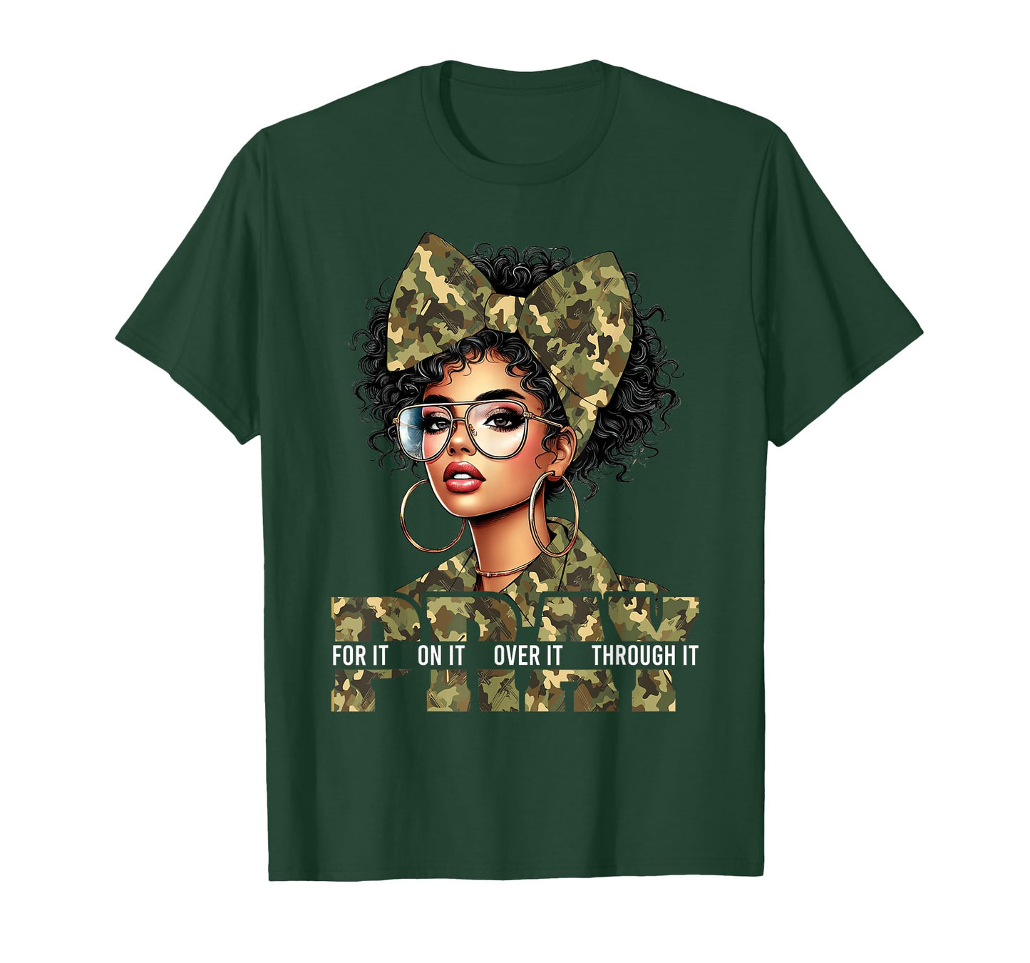 Pray On It Pray Over It Black Woman Afro Christian Sayings T-Shirt