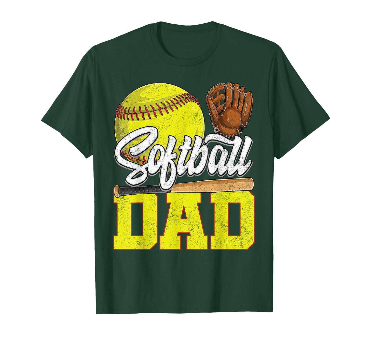Dad Softball -Yellow Softball Dad Love Softball Player T-Shirt
