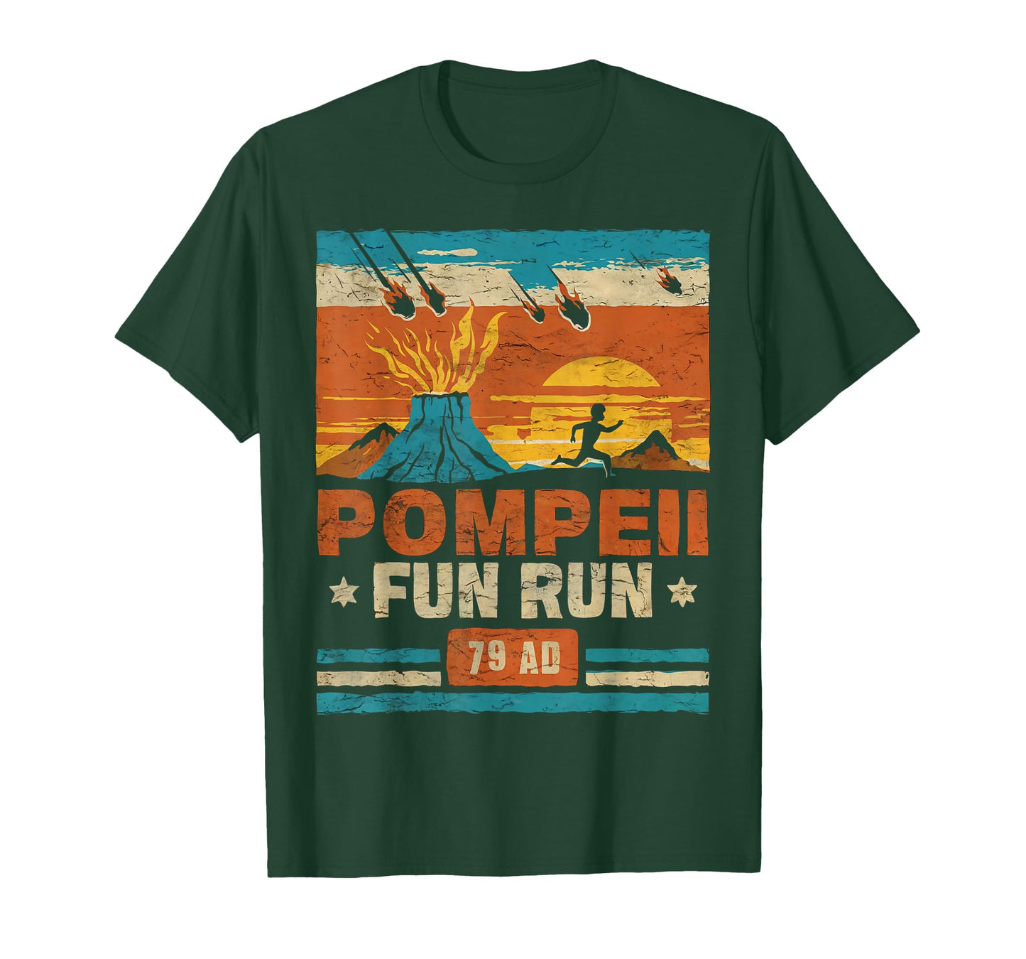 Pompeii Fun Run Retro Volcano Lover Geology Volcanologist T-Shirt