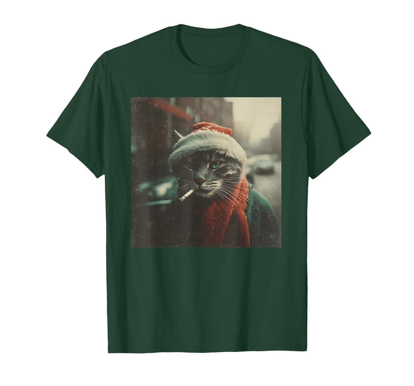 Santa Cat Cigarette Noir Holiday Winter Scarf Festive T-Shirt
