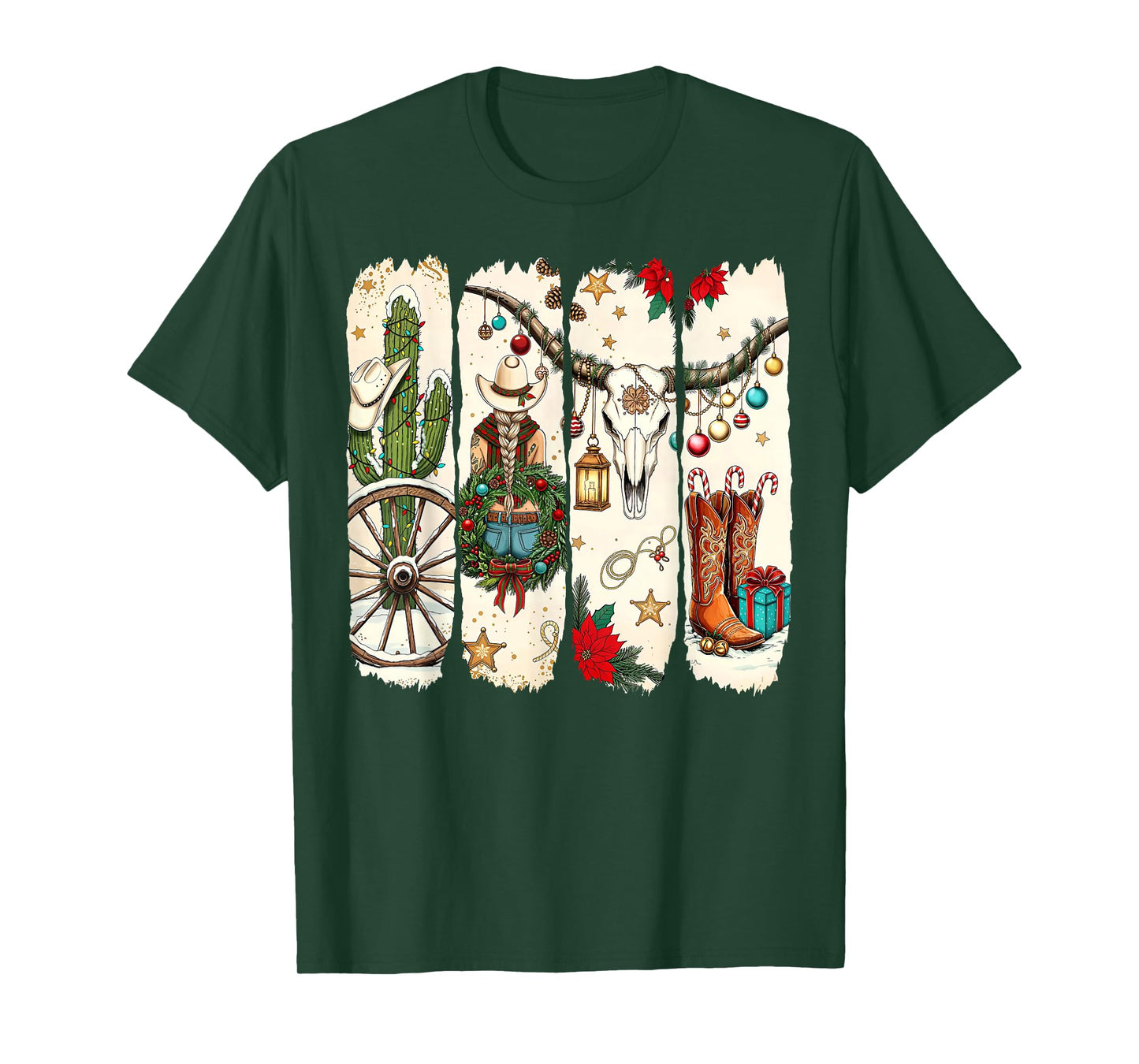 Merry Christmas Holiday Western Cowboy Cactus Xmas Pajamas T-Shirt