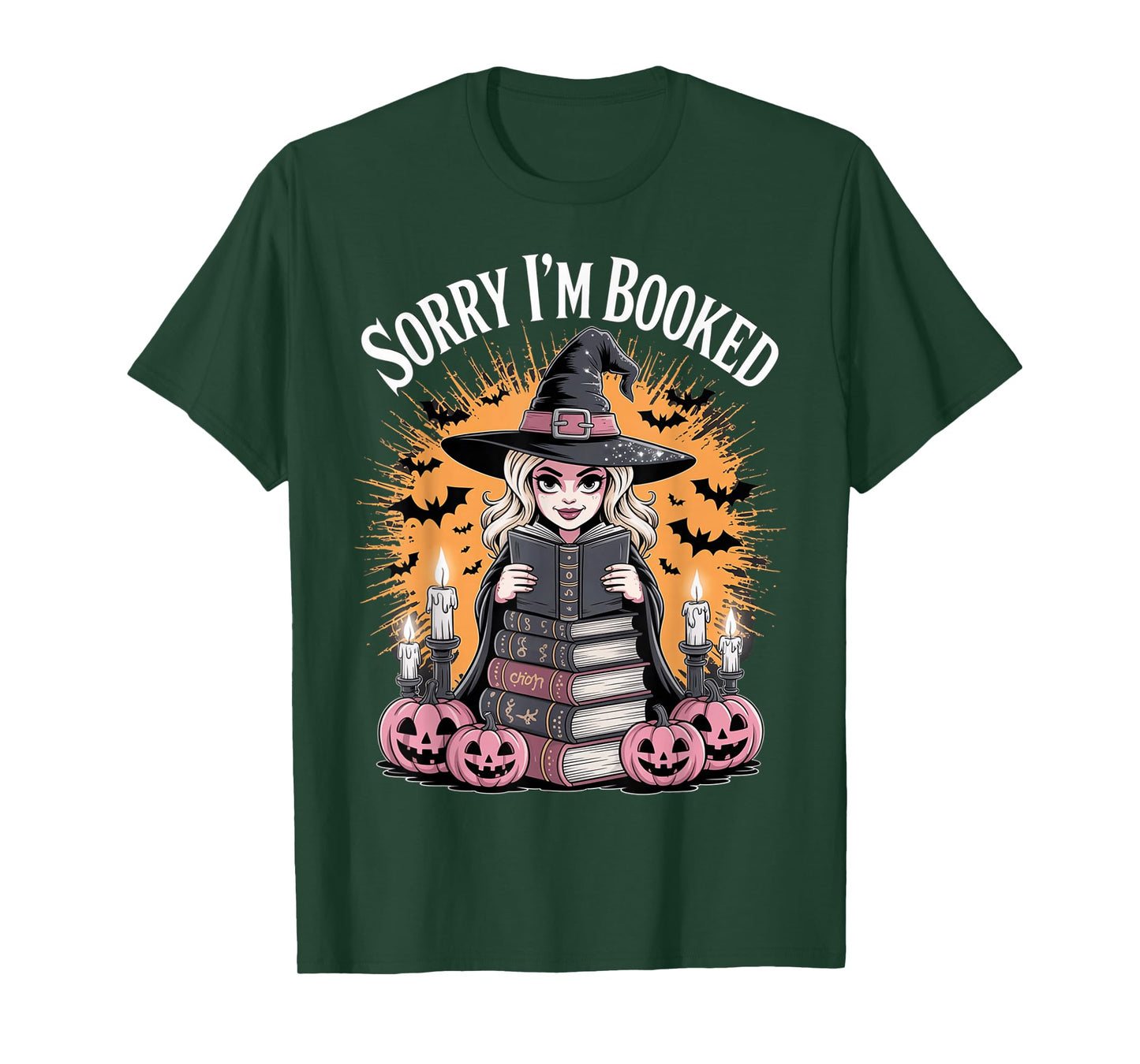 Halloween Book Lover Blonde Witch Spellbooks Booked Reading T-Shirt