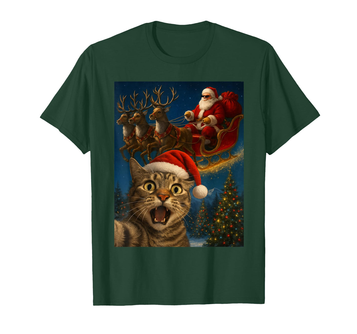 Cat Selfie Santa Claus Christmas Xmas Funny Cats T-Shirt