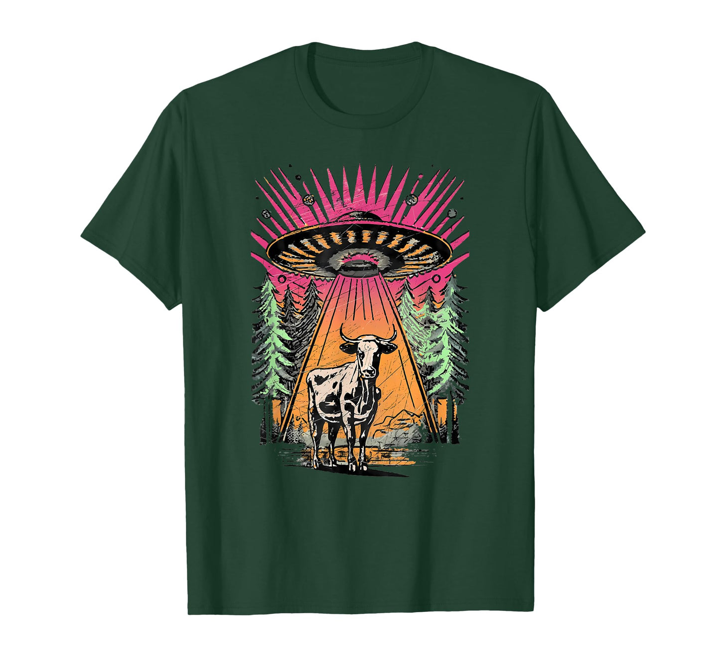 UFO Cow Abduction Funny Vintage Retro Alien Paranormal T-Shirt