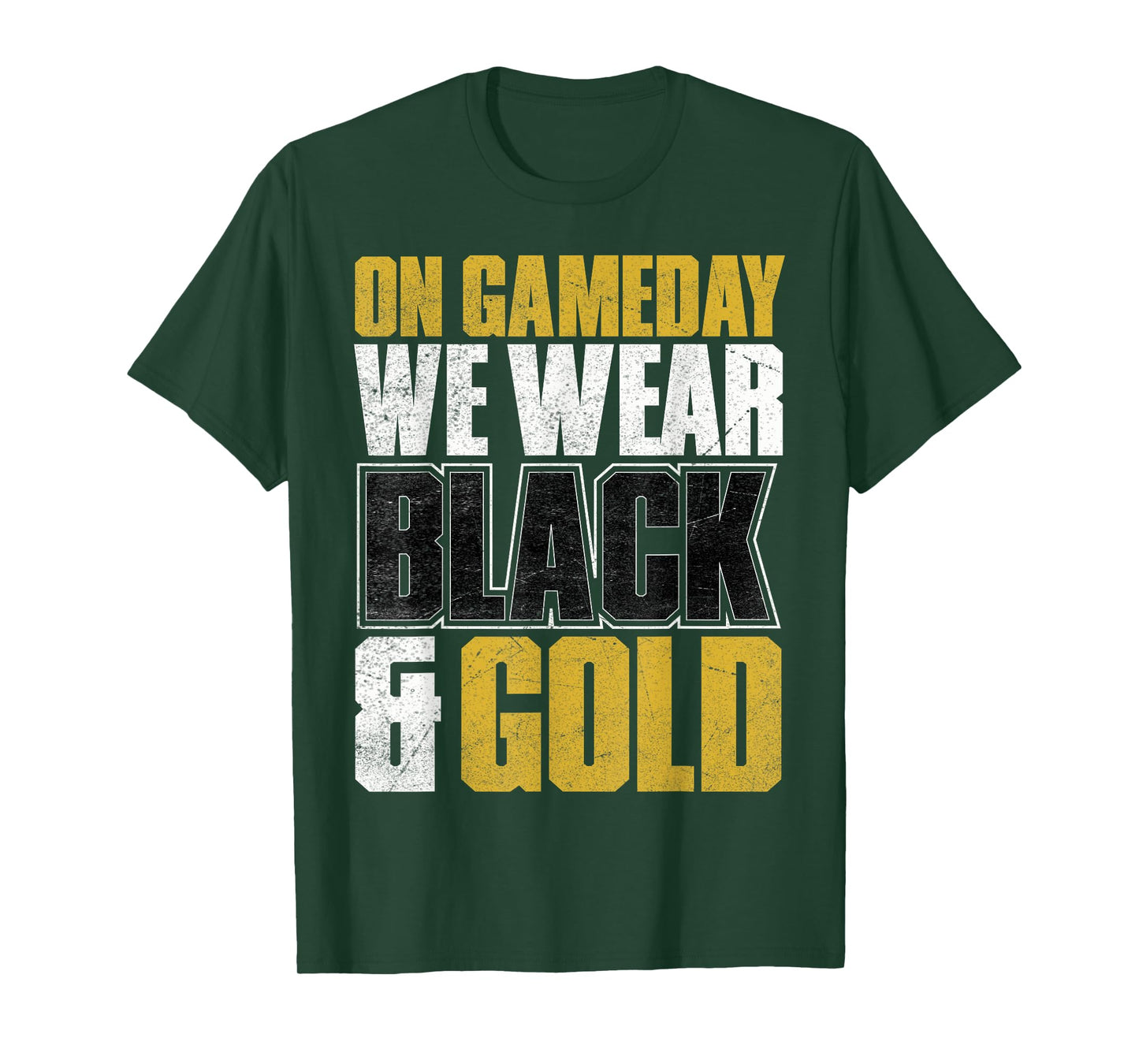 Game Day Football We Wear Black and Gold School Tournament T-Shirt