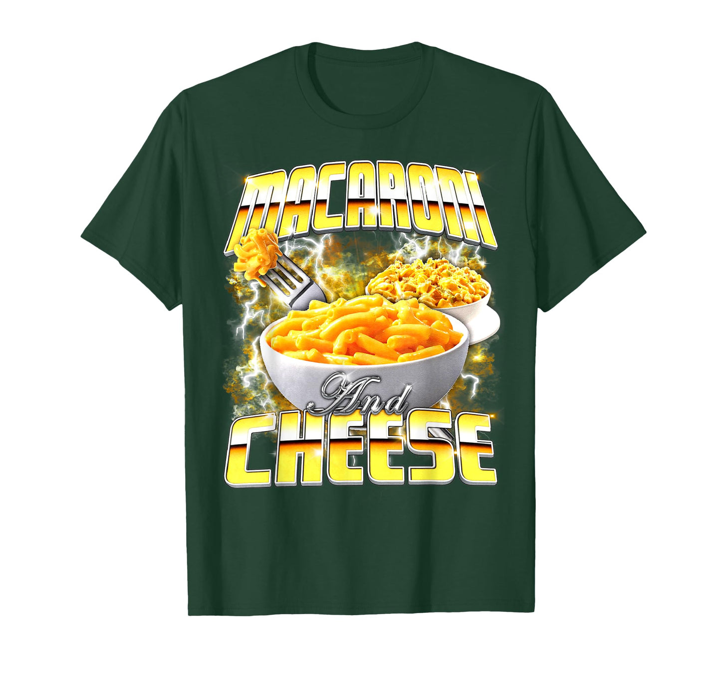 Macaroni and Cheese Meme Bootleg Rap Style 90s Vintage Funny T-Shirt