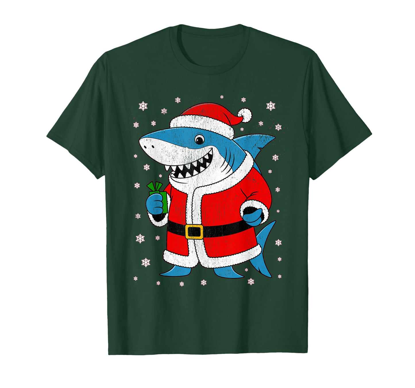 Funny Shark Santa Hat Christmas T-Shirt