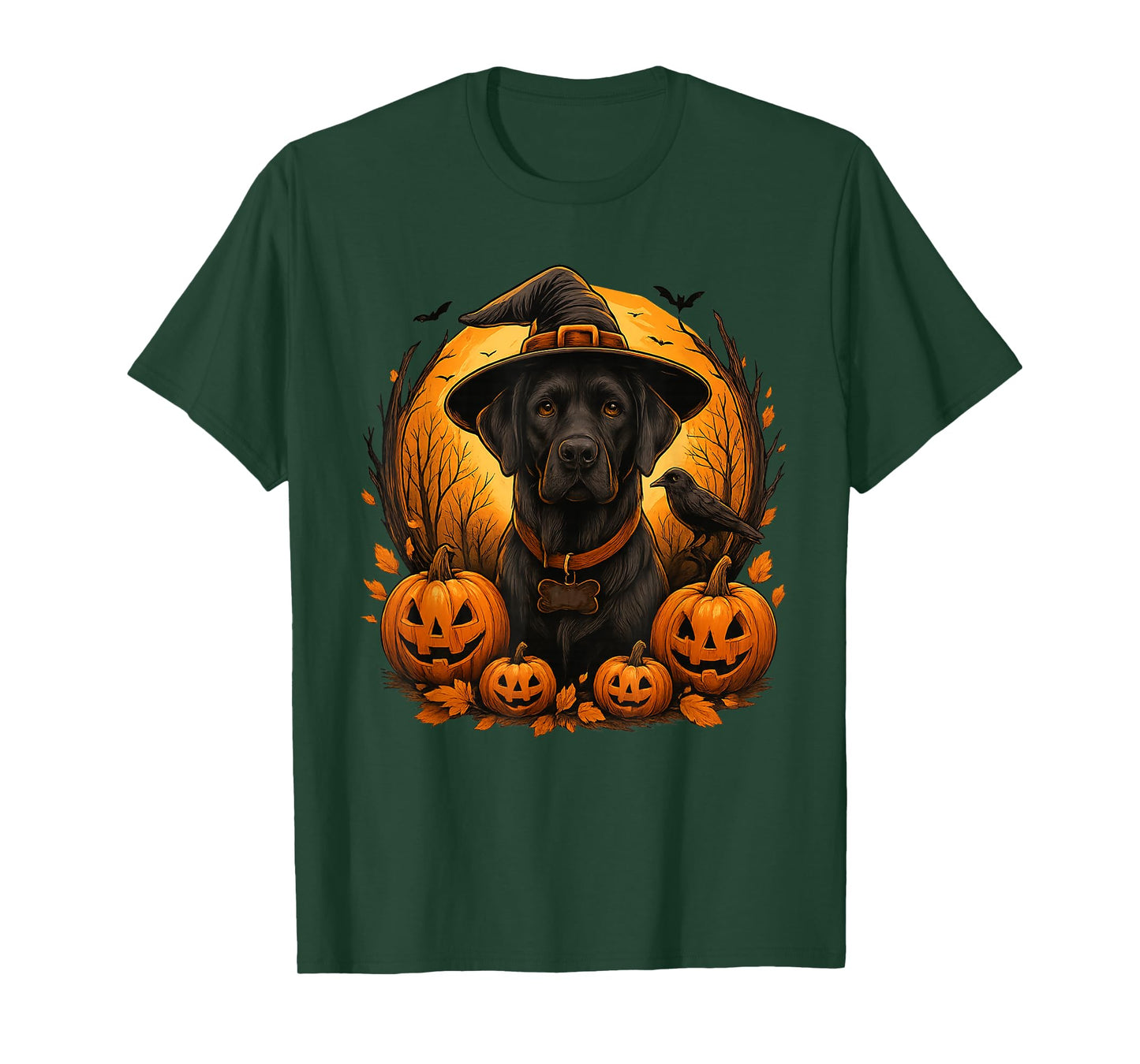 Black Lab Halloween Witch Hat Labrador Dog Pumpkin T-Shirt