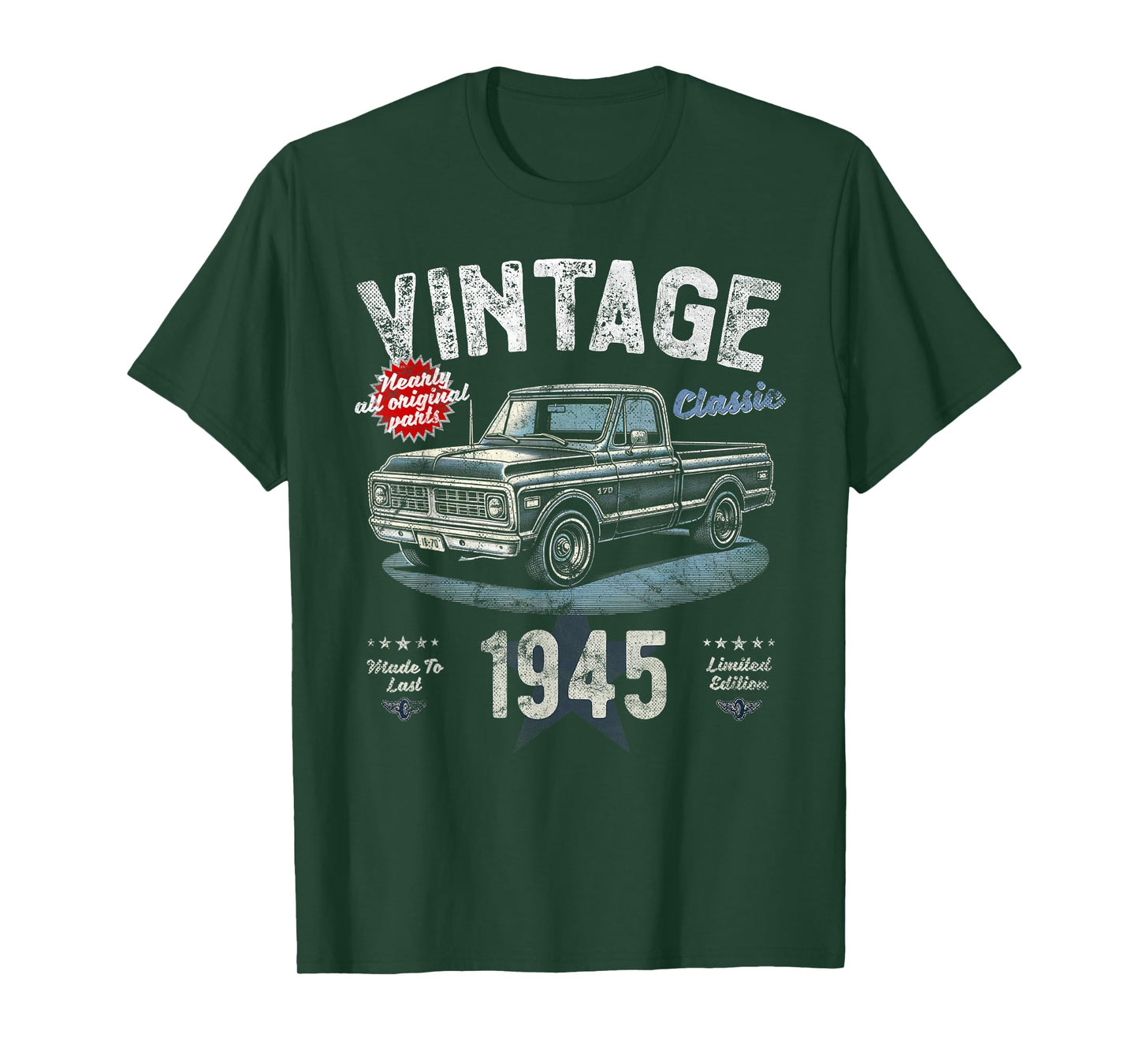 Vintage, Born 1945, 80th Birthday, Classic Pick Up Truck T-Shirt