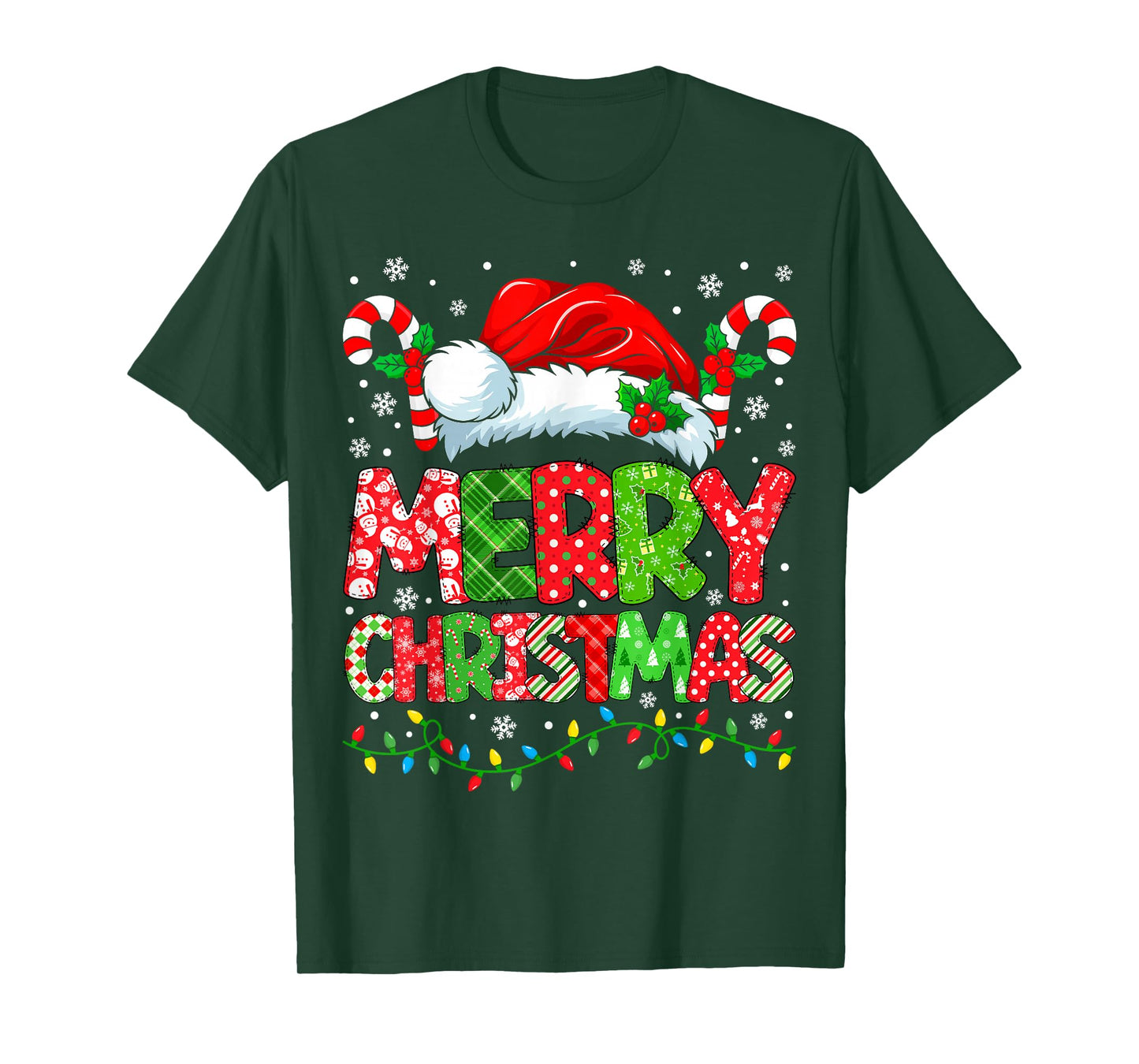 Merry Christmas Festive Santa Hat Xmas Family Men Women Kids T-Shirt