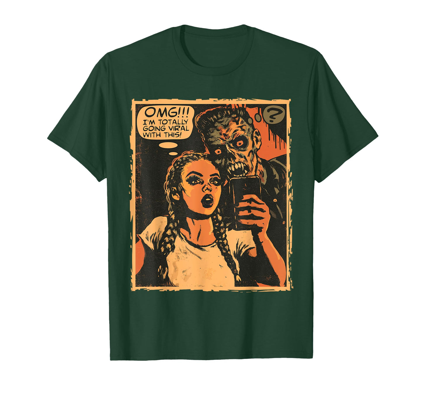 Zombie Selfie Viral Comic Horror Artwork for Halloween T-Shirt