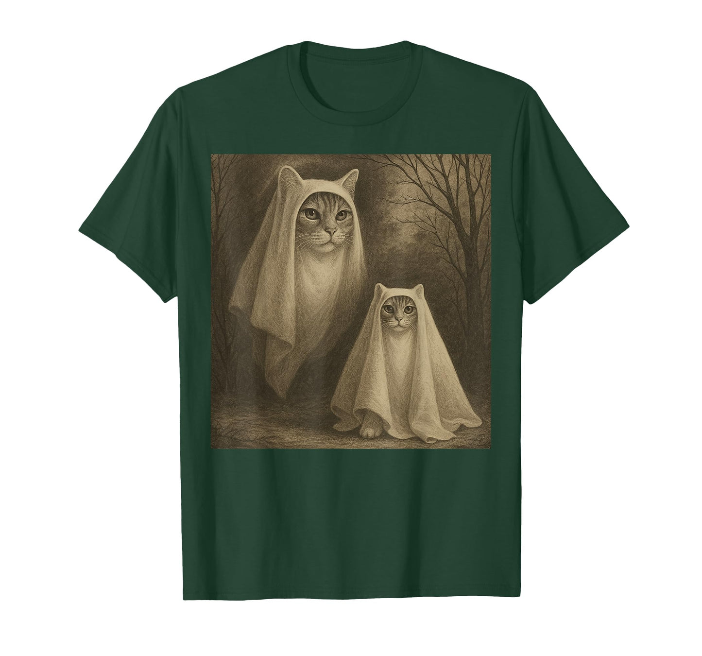 Funny Halloween Ghost Cat Meme Witch Vintage Ghost Kitten T-Shirt