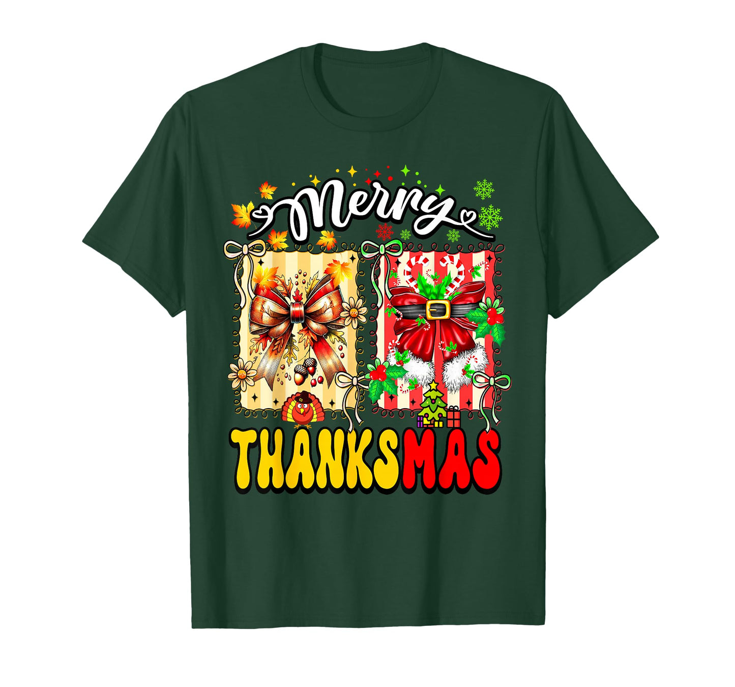 Merry ThanksMas Thanksgiving Christmas Coquette Bow Candy T-Shirt