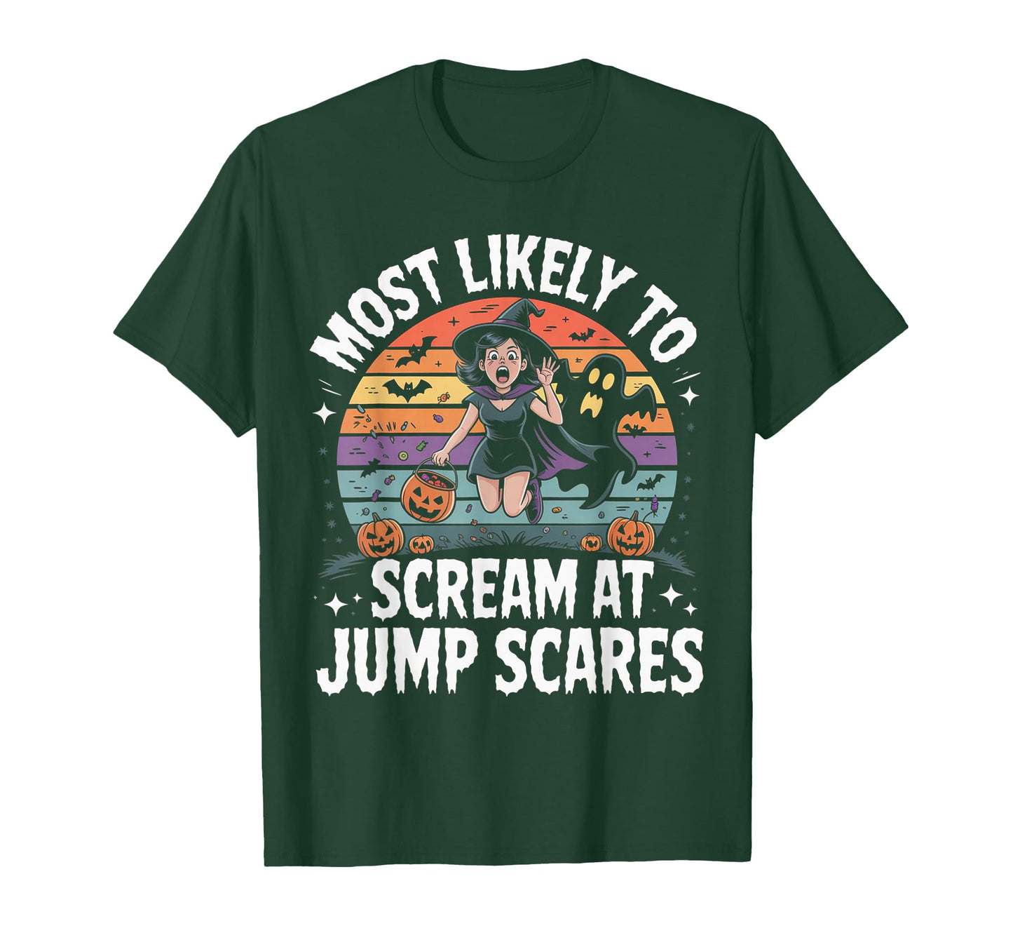 Most Likely to Scream at Jump Scares Funny Halloween T-Shirt