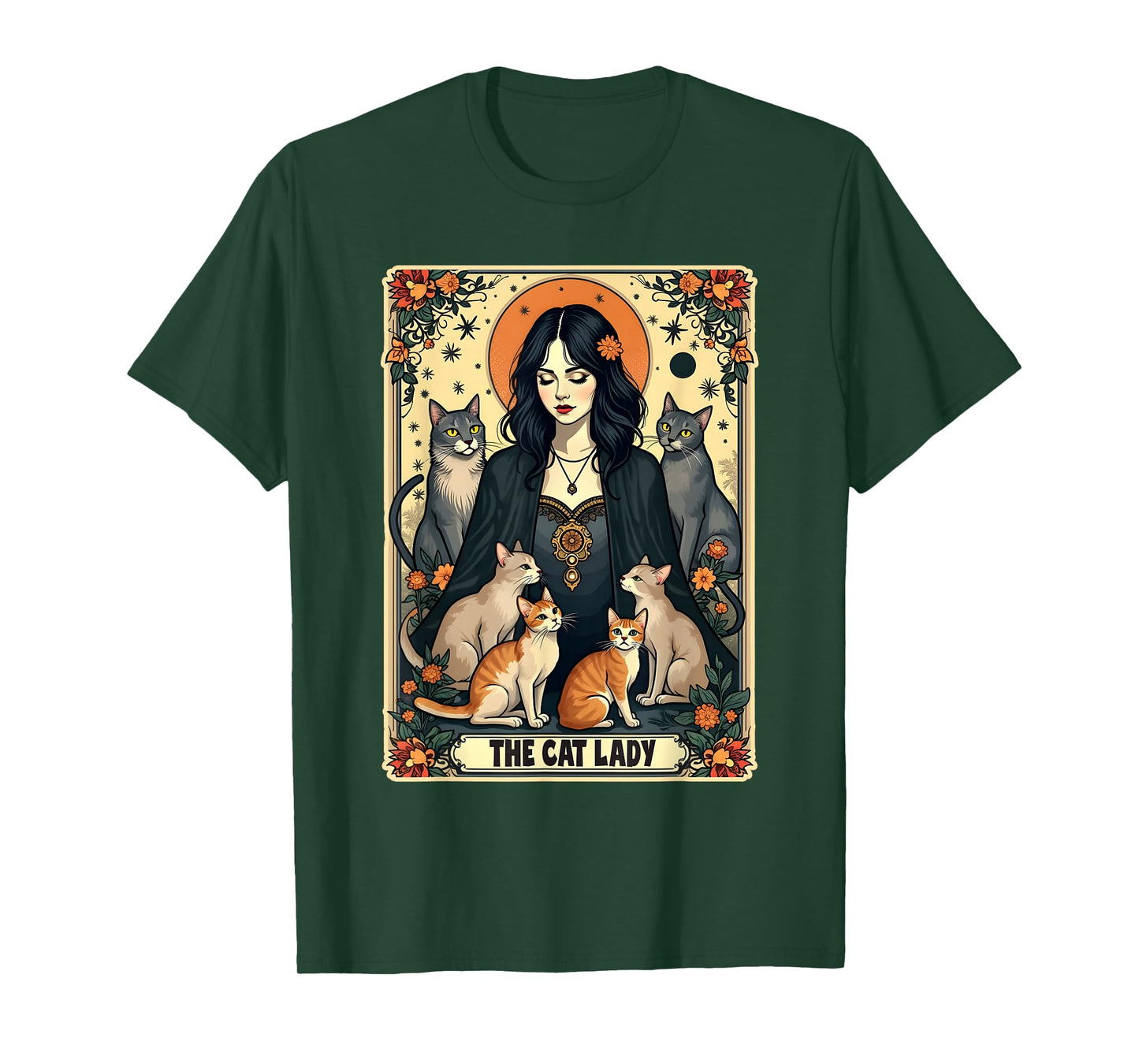 The Cat Lady Tarot Card Shirt Women Witchy Gothic Cat Mom T-Shirt