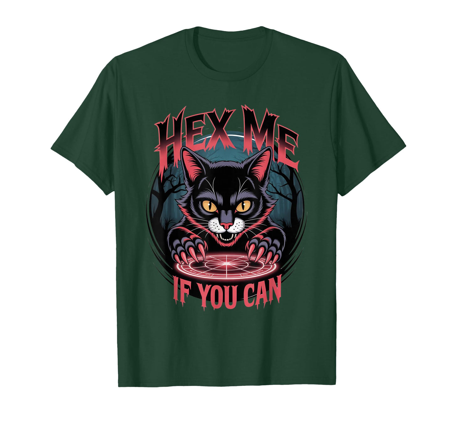 Hex Me If You Can Halloween Shirt Black Cat Witch Spell T-Shirt