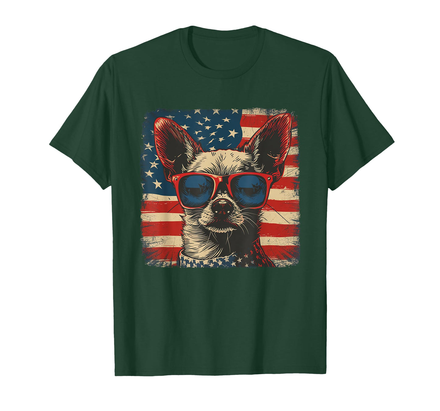 America Flag 4th of July Chihuahua Dog Men Women Kids T-Shirt