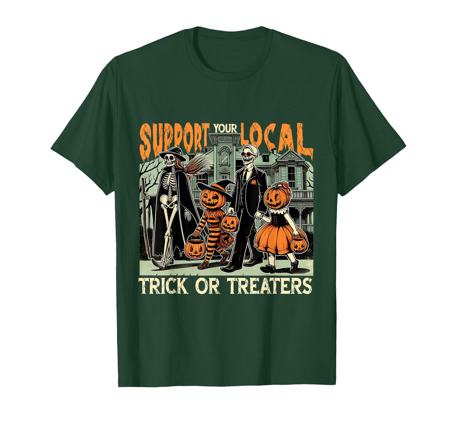 Support Local Trick or Treats Retro Halloween Art T-Shirt