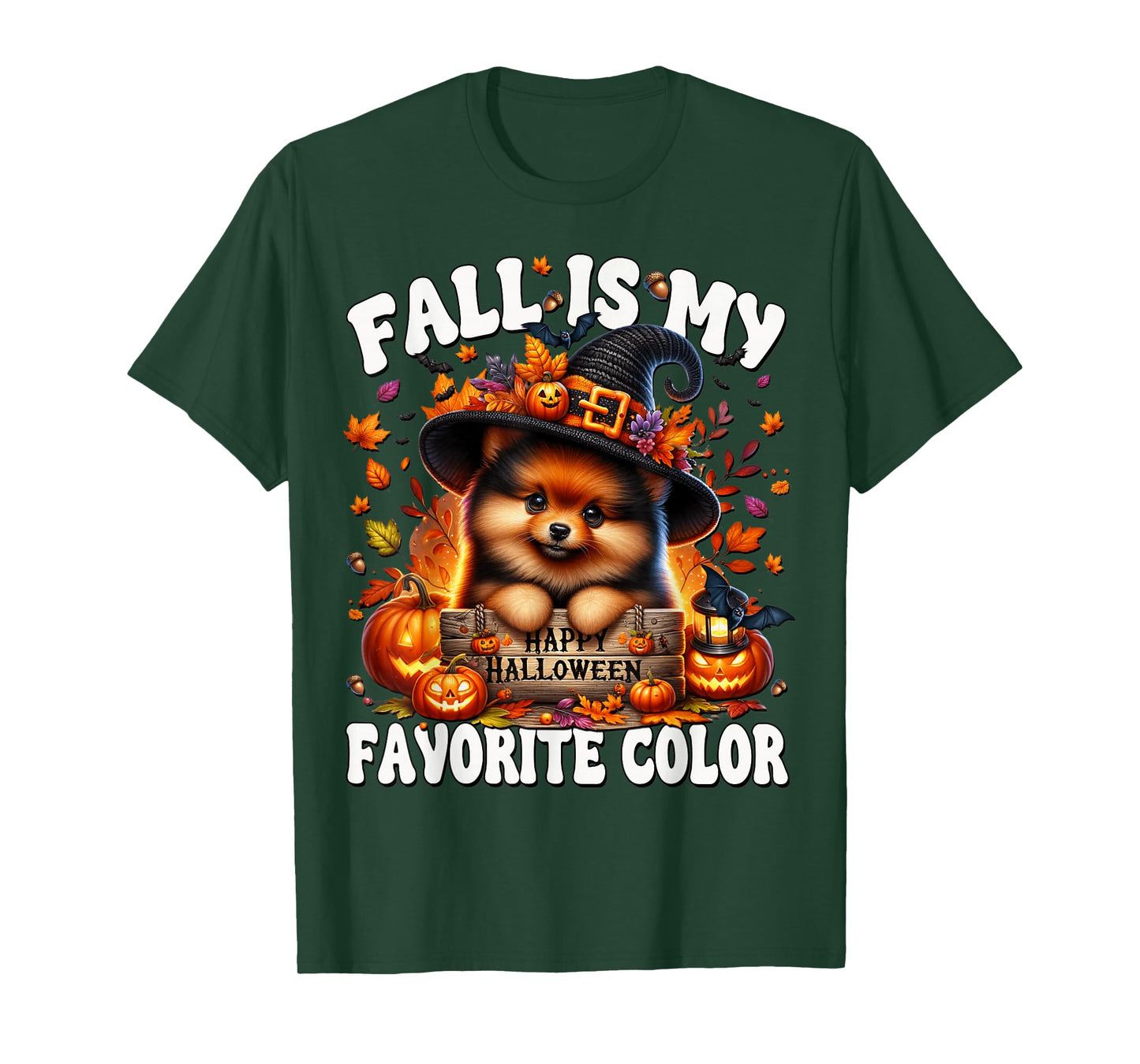 Fall is My Favorite Color Witchy Halloween Pomeranian Mom T-Shirt