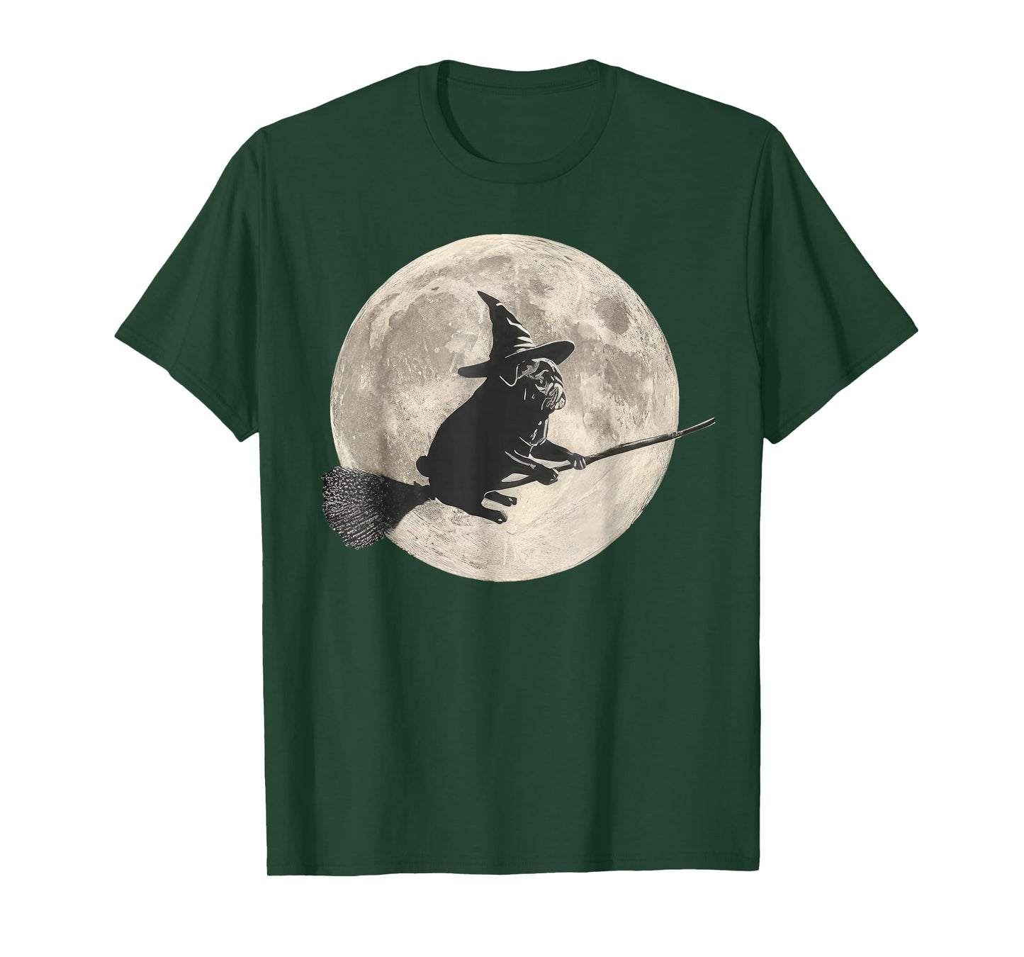 Funny Halloween Witch Pug Moon Dog Mom Pug Lover T-Shirt