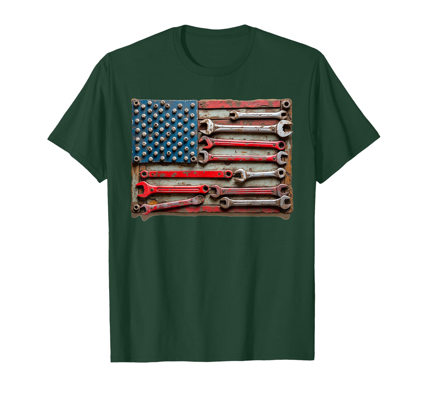 Vintage Mechanic Flag USA American Patriotic Flag Car Mens T-Shirt
