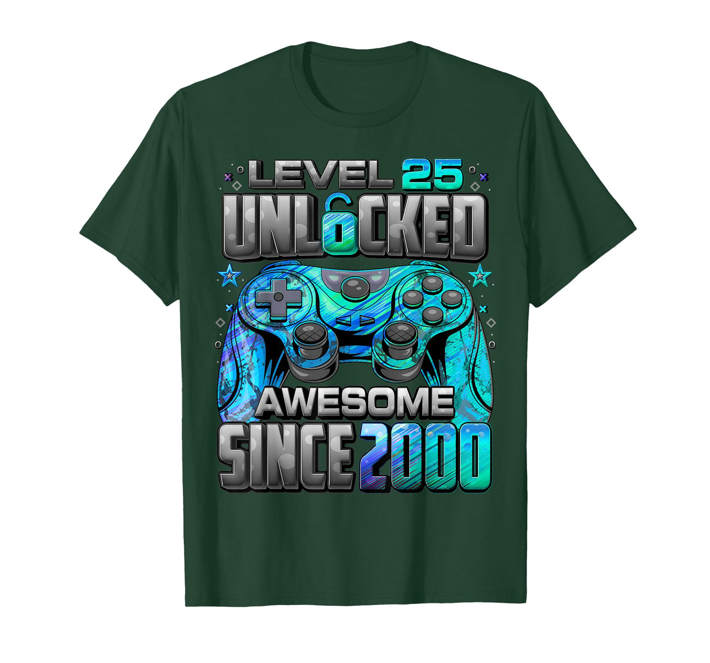 Level 25 Unlocked Awesome Since 2000 25th Birthday Gaming T-Shirt