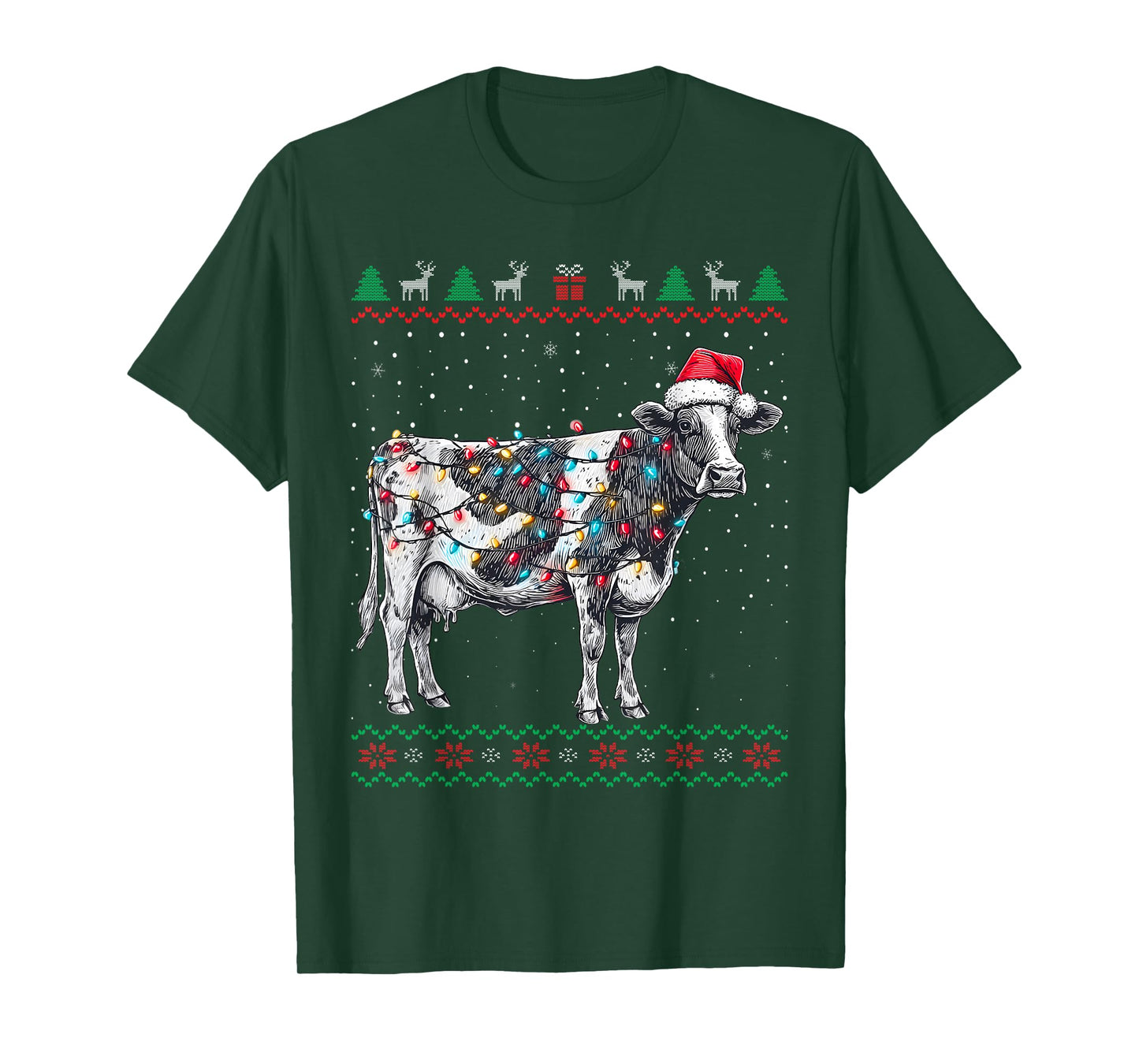 Cow Christmas Farm Animal Ugly Sweater T-Shirt