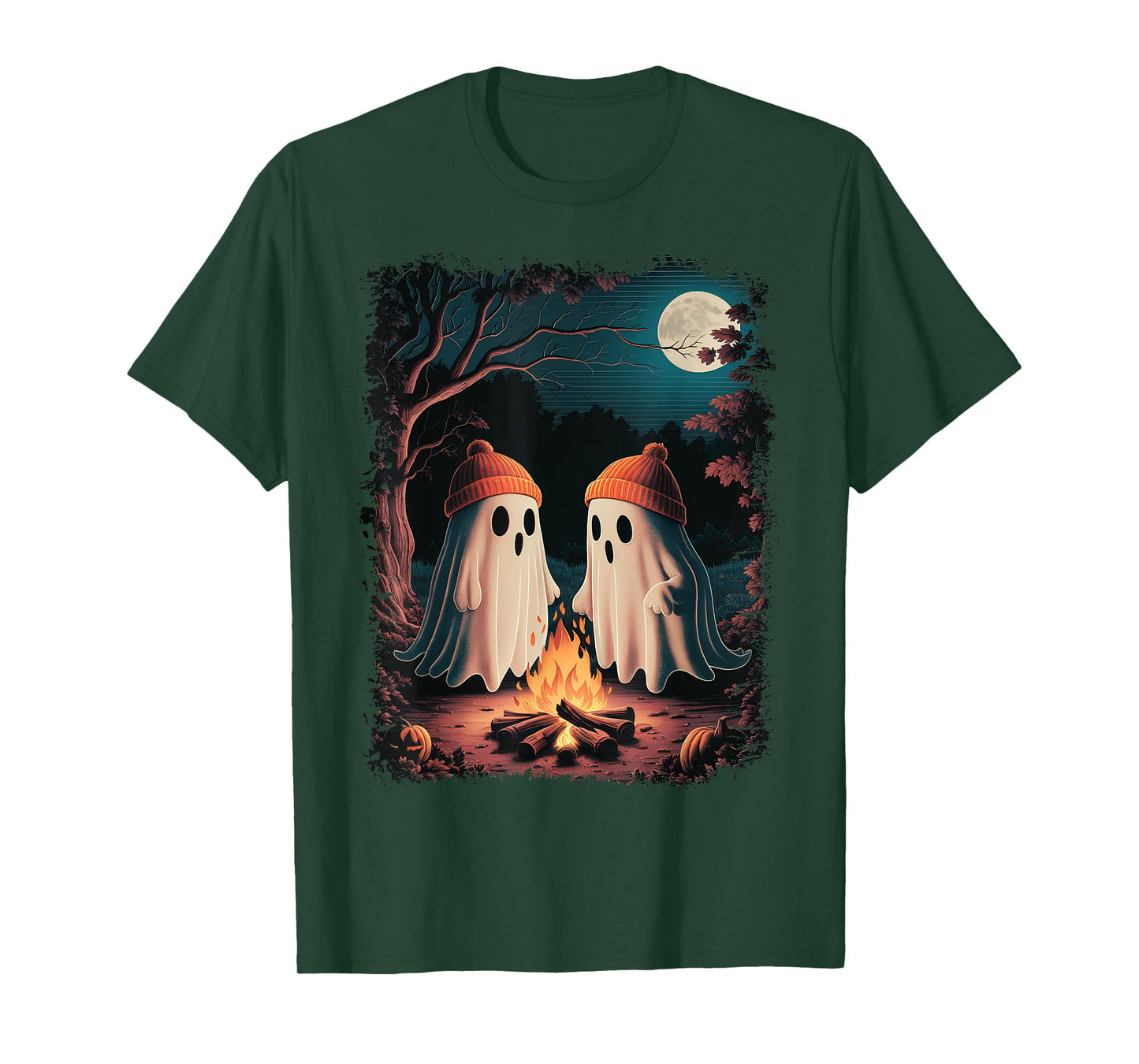 Vintage Ghost Camping Campfire Gothic Halloween Men Women T-Shirt