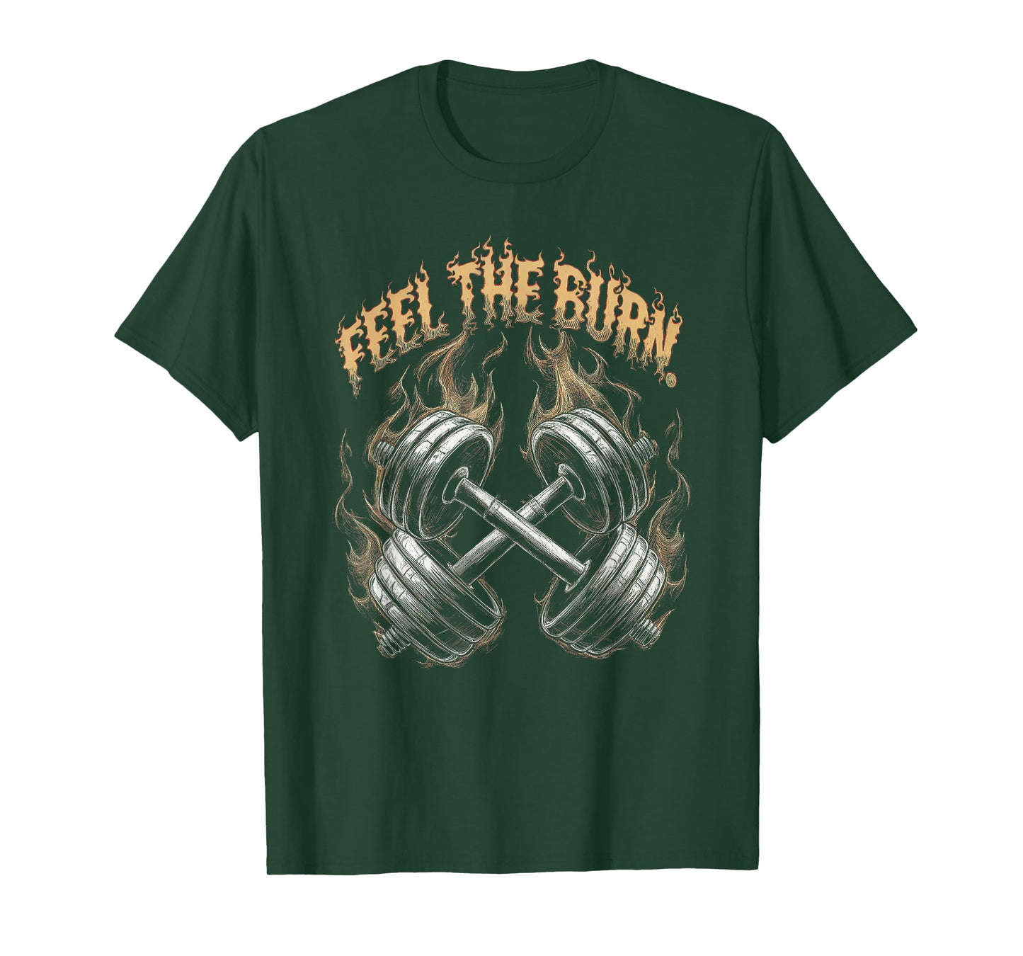 Feel the Burn - Gym Art Dumbbells Design T-Shirt