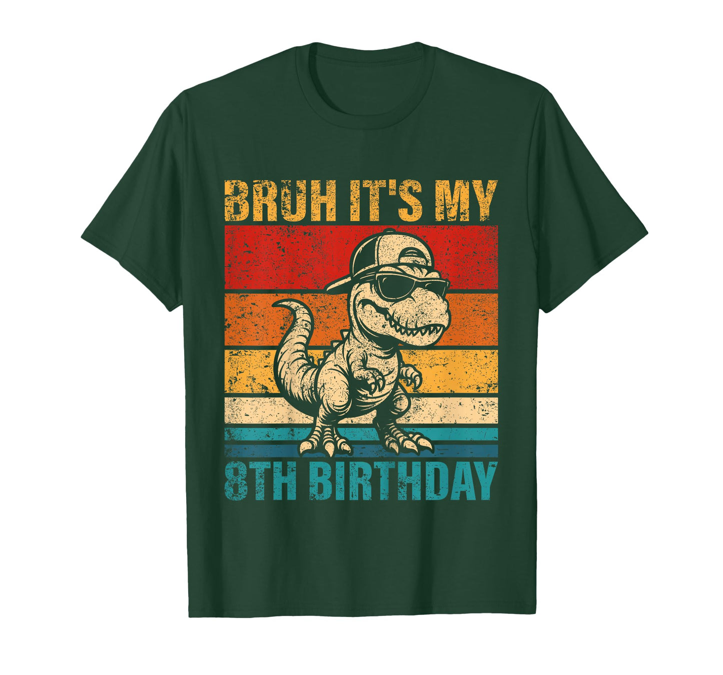 Kids 8 Year Old Birthday Boy Dinosaur Bruh It's My 8th Birthday T-Shirt
